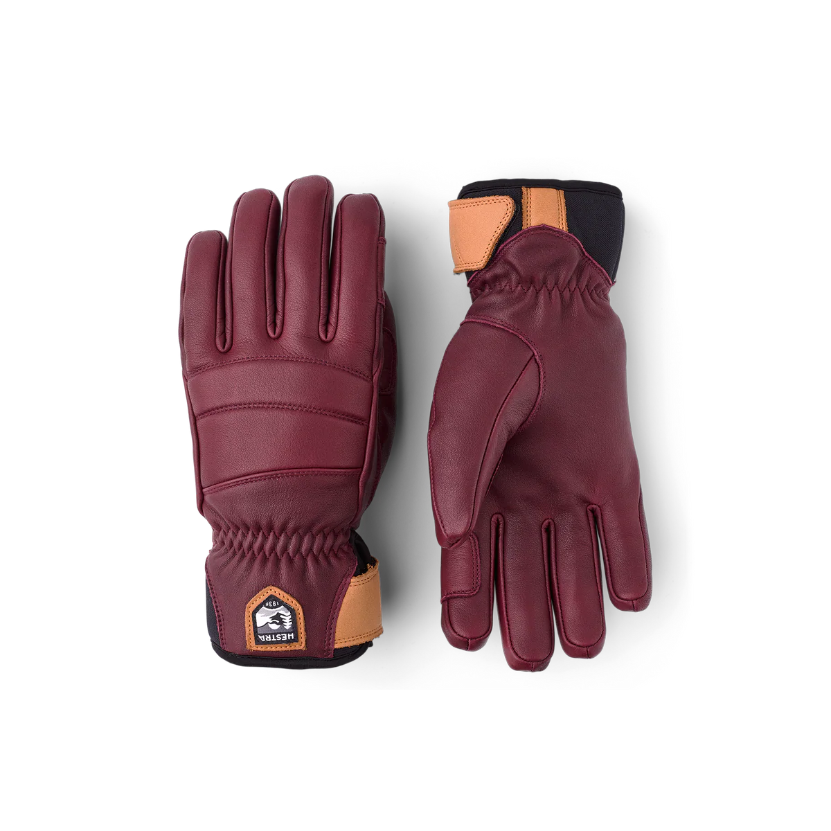 Hestra Womens Leather Fall Line 5 Finger Gloves Bordeaux