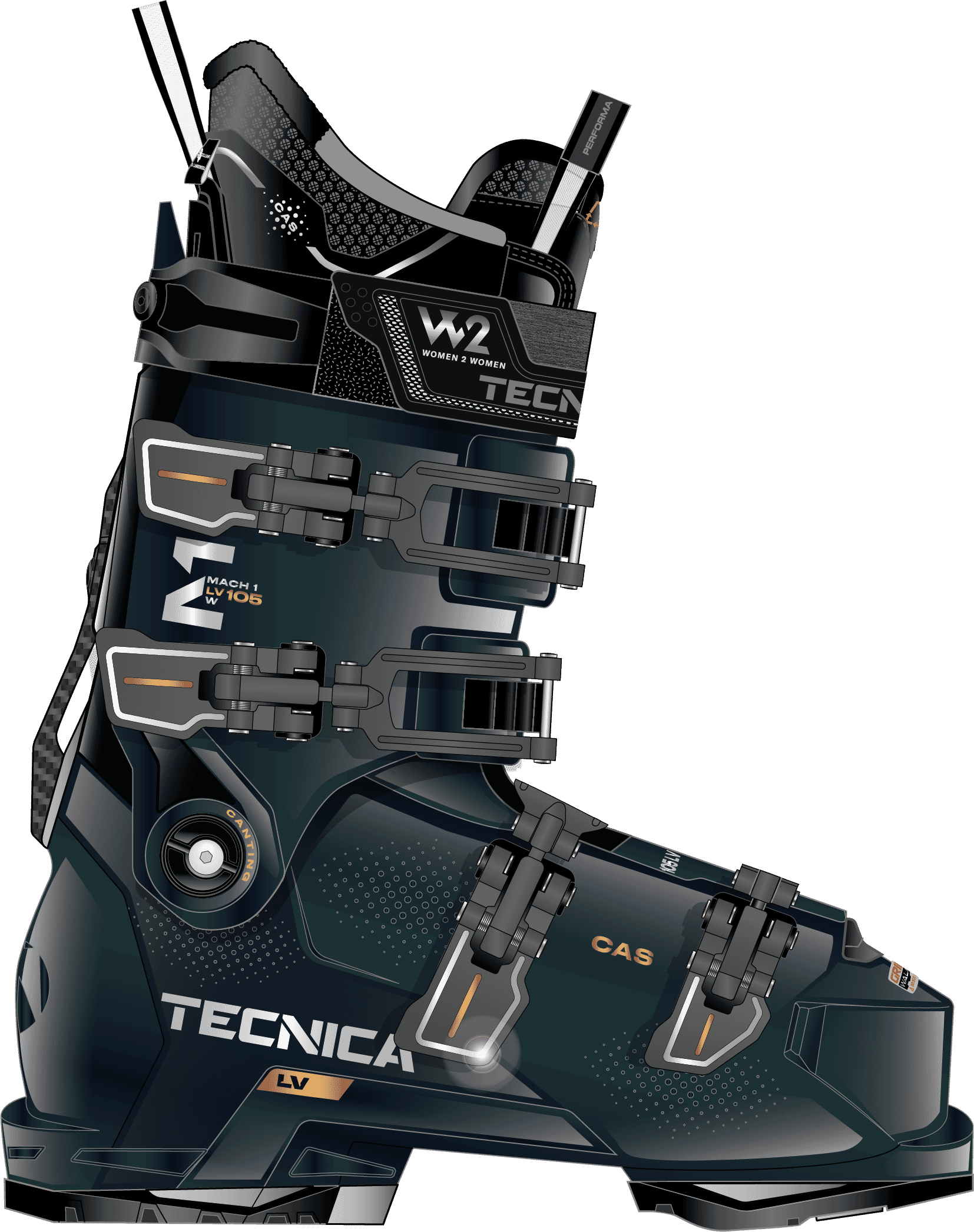 Tecnica Womens Mach1 Lv 105W Td2 Ski Boots