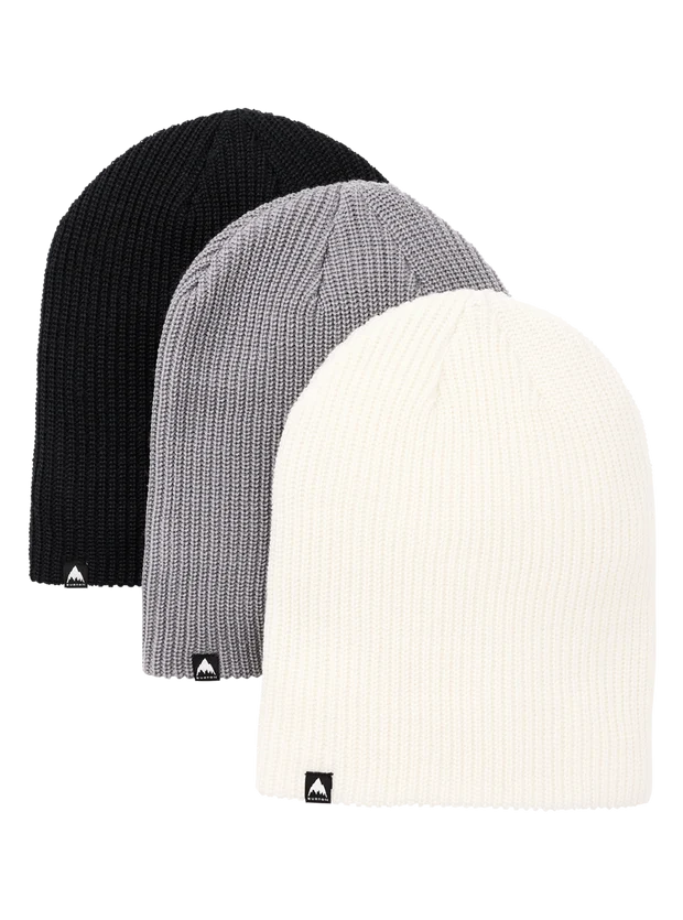 Burton Recycled Dnd Beanie 3-Pack One Size True Black Sharkskin Stout White