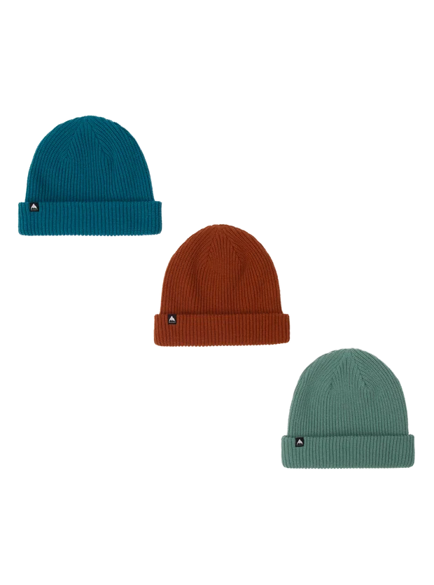 Burton Recycled Dnd Beanie 3-Pack One Size Chesnut Brown Blue Teal Soft Sage