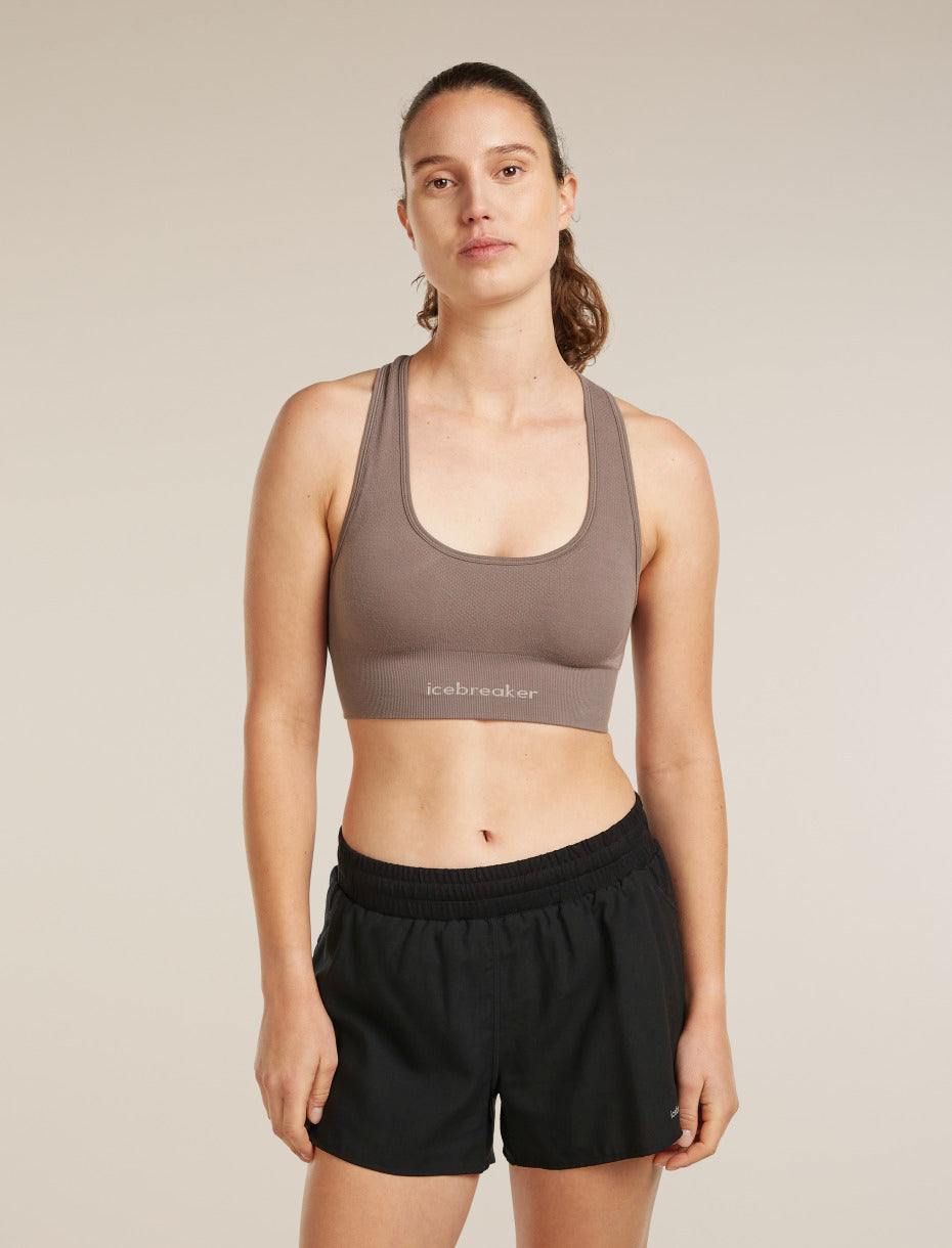 Icebreaker Womens Merino Blend 260 Zoneknit Seamless Bra Porcini