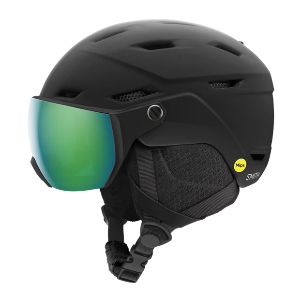 Smith Survey Jr. MIPS Snow Helmet + Green Mirror Visor S M Matte Black