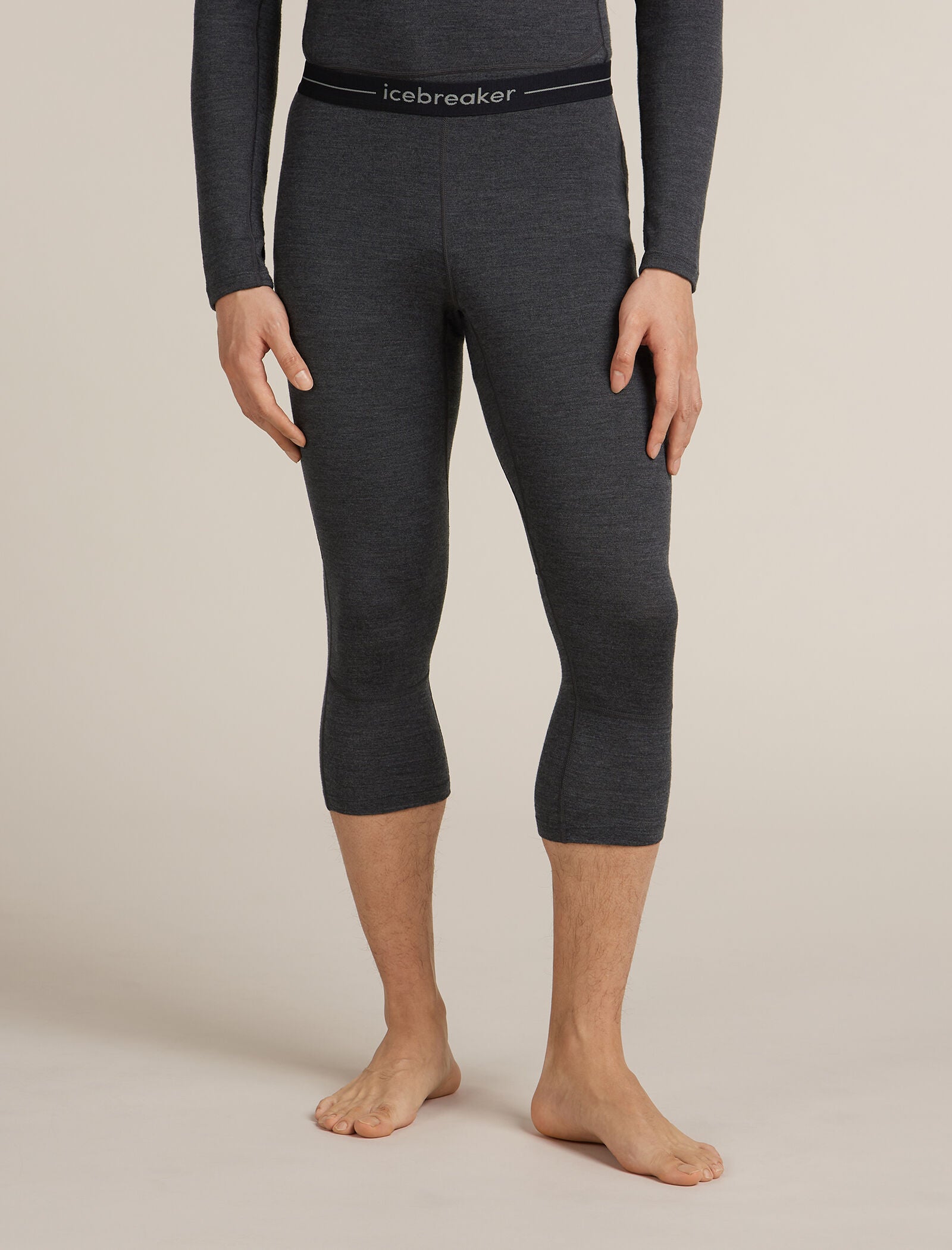 Icebreaker Mens Merino 260 ZoneKnit 3/4 Leggings Jet Hthr
