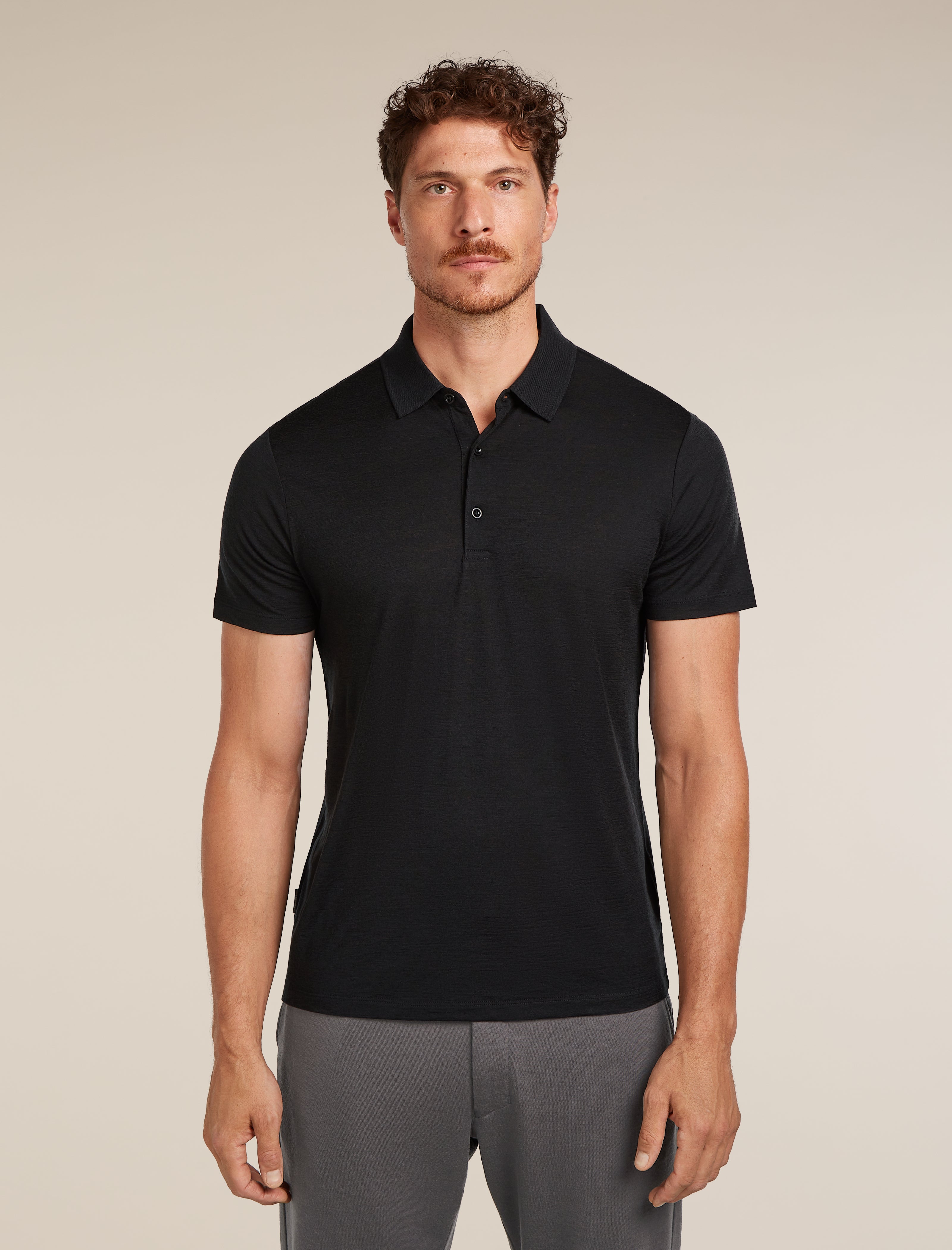 Icebreaker Mens Merino 150 Tech Lite SS Polo Black