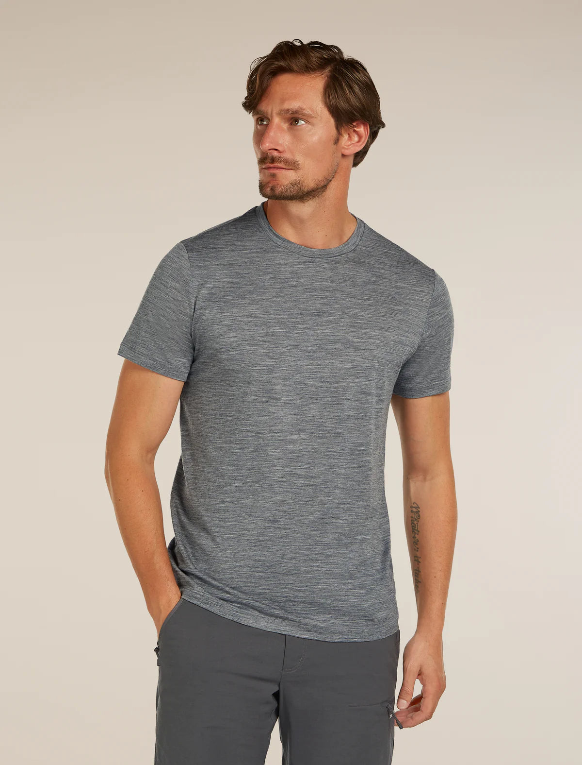 Icebreaker Mens Merino 150 Tech Lite SS Tee Gritstone Hthr
