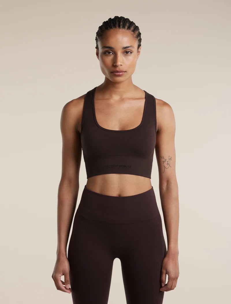 Icebreaker Womens Merino Blend 260 Zoneknit Seamless Bra Bittersweet