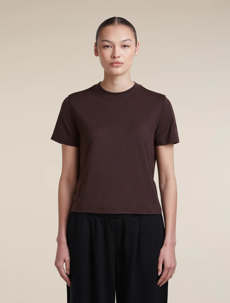 Icebreaker Womens Merino 150 Tech Lite SS Crop Tee Bittersweet