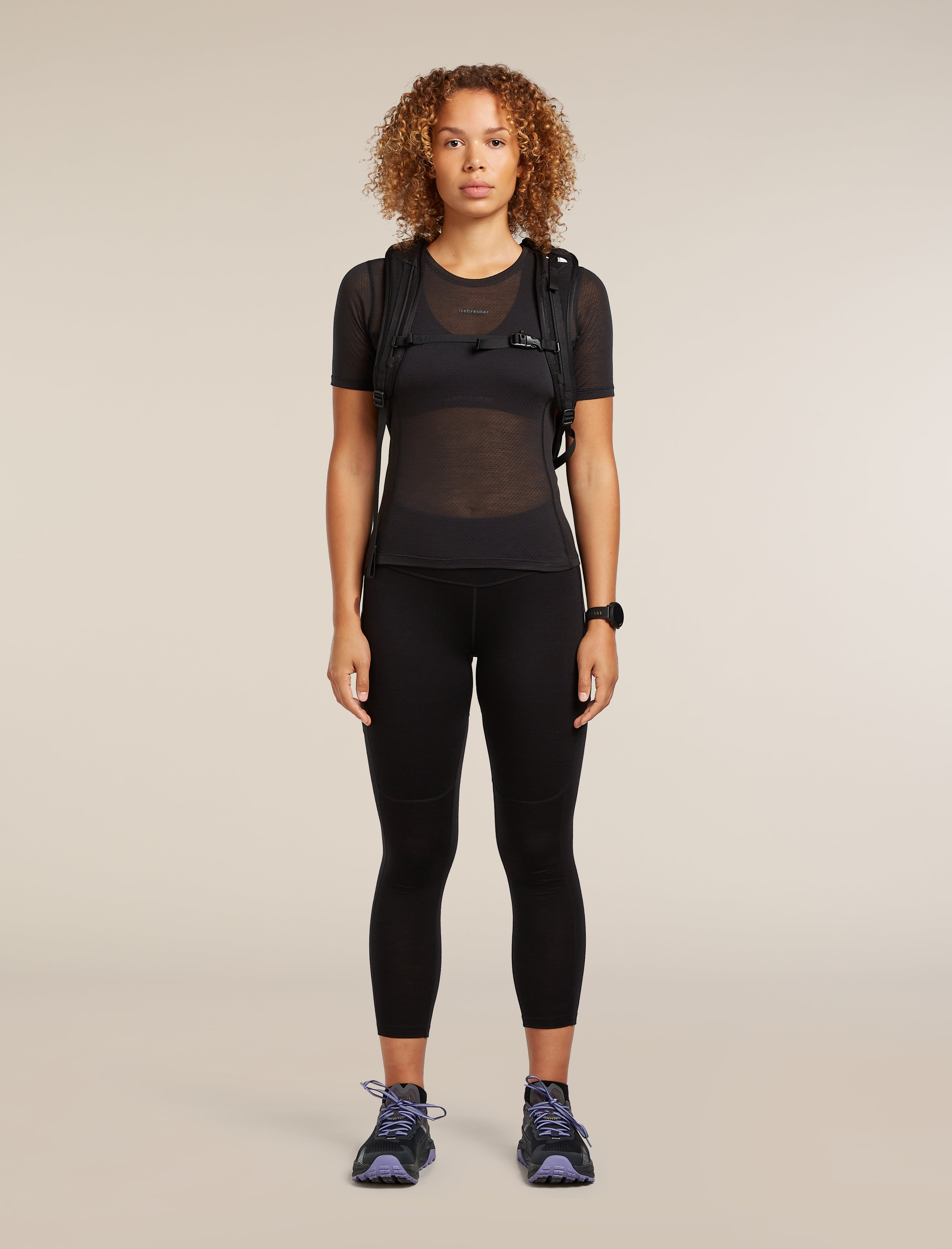 Icebreaker Womens Merino Blend 75 Cool-Lite Featherlight SS Crewe