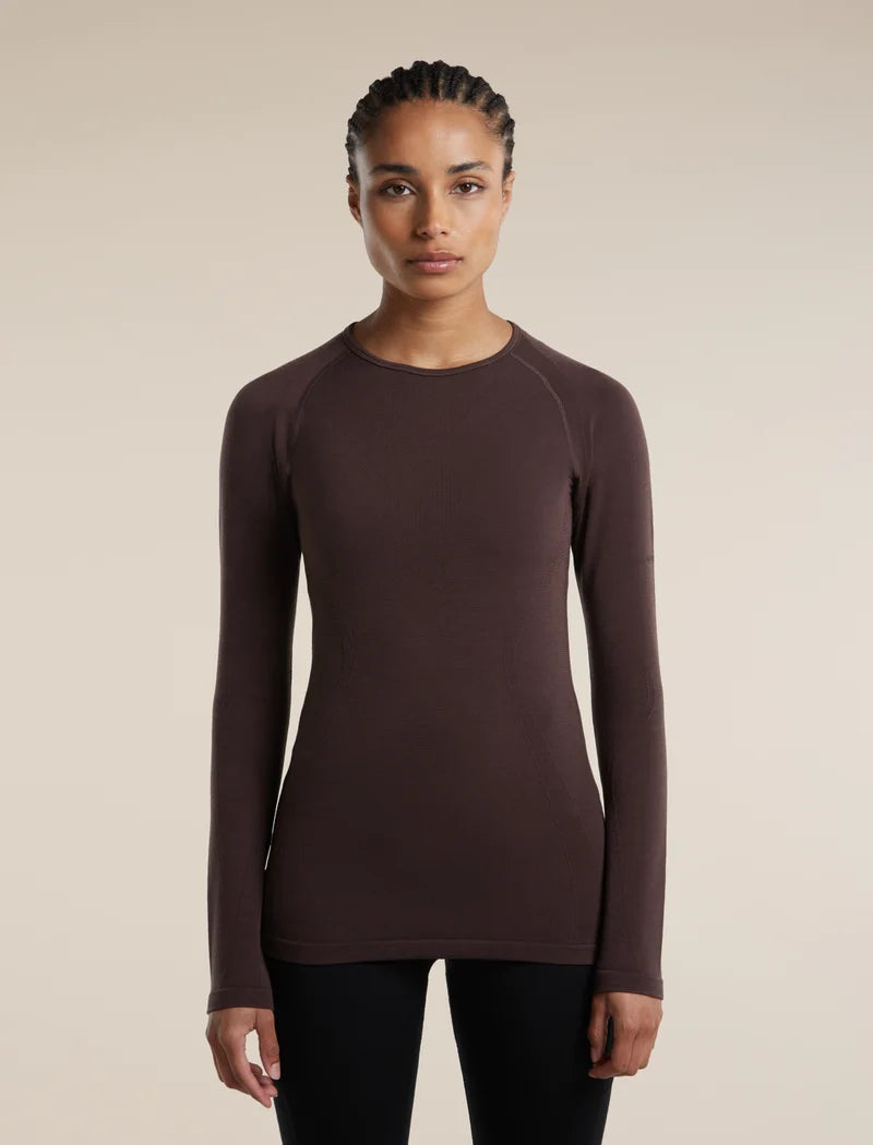 Icebreaker Womens Merino Blend 260 Zoneknit Seamless LS Crewe Bittersweet