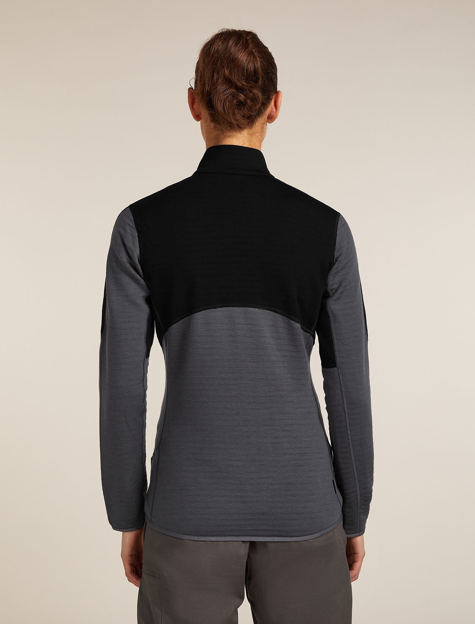 Icebreaker Womens Merino 400 RealFleece Descender LS Zip Large Java