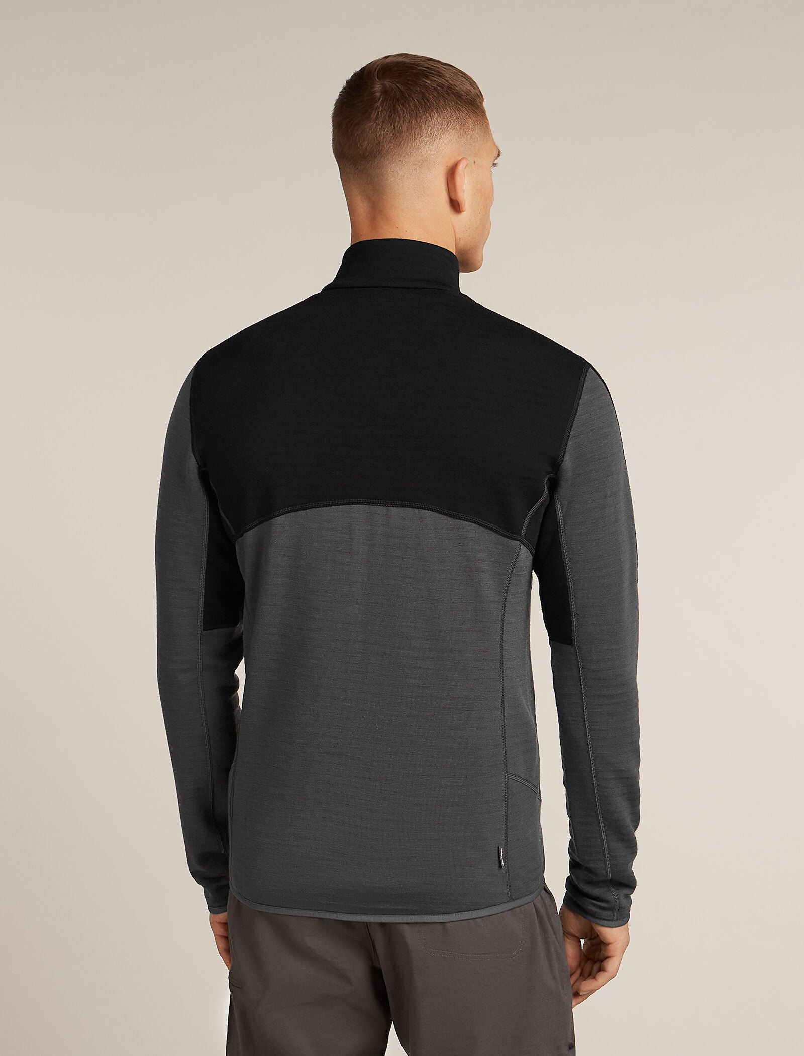Icebreaker Mens Merino 400 RealFleece Descender LS Zip 2XL Black Obsidian Cb
