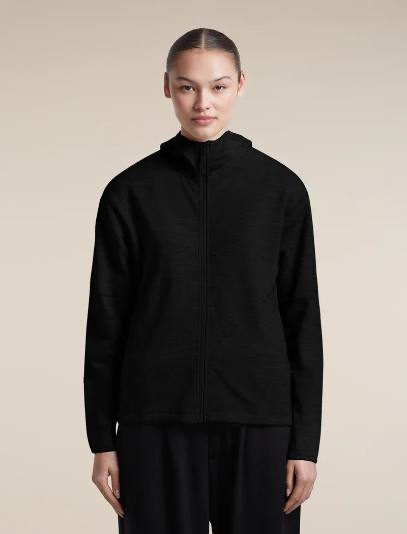 Icebreaker Womens Merino 360 RealFleece Elemental LS Zip Hoodie Black