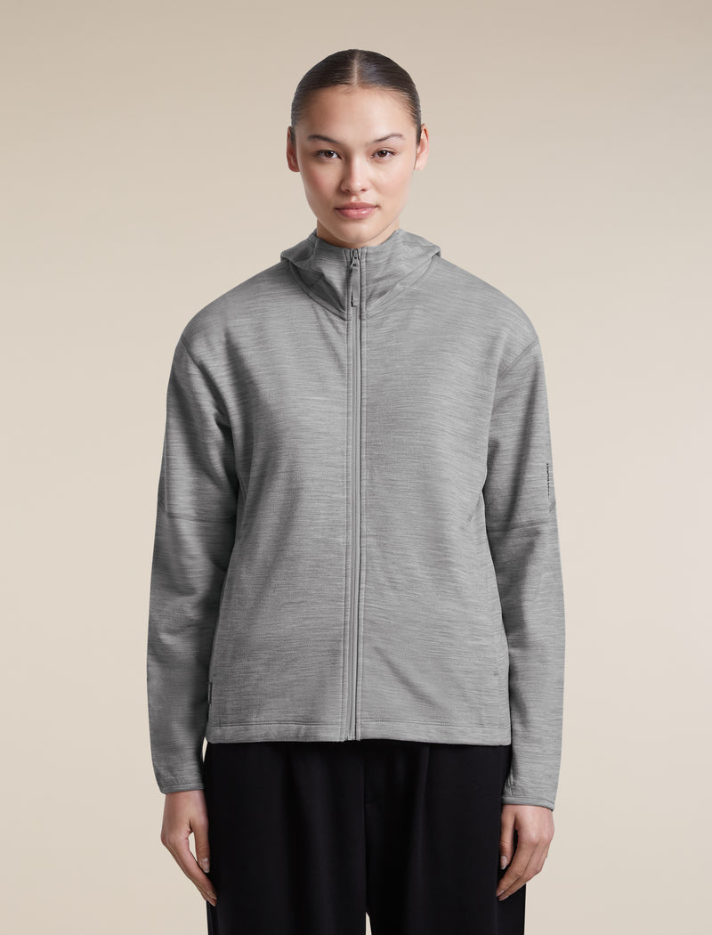 Icebreaker Womens Merino 360 RealFleece Elemental LS Zip Hoodie Metro Heather