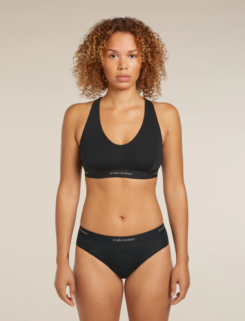 Icebreaker Womens Merino Blend 125 Cool-Lite Sprite Racerback Bra Black