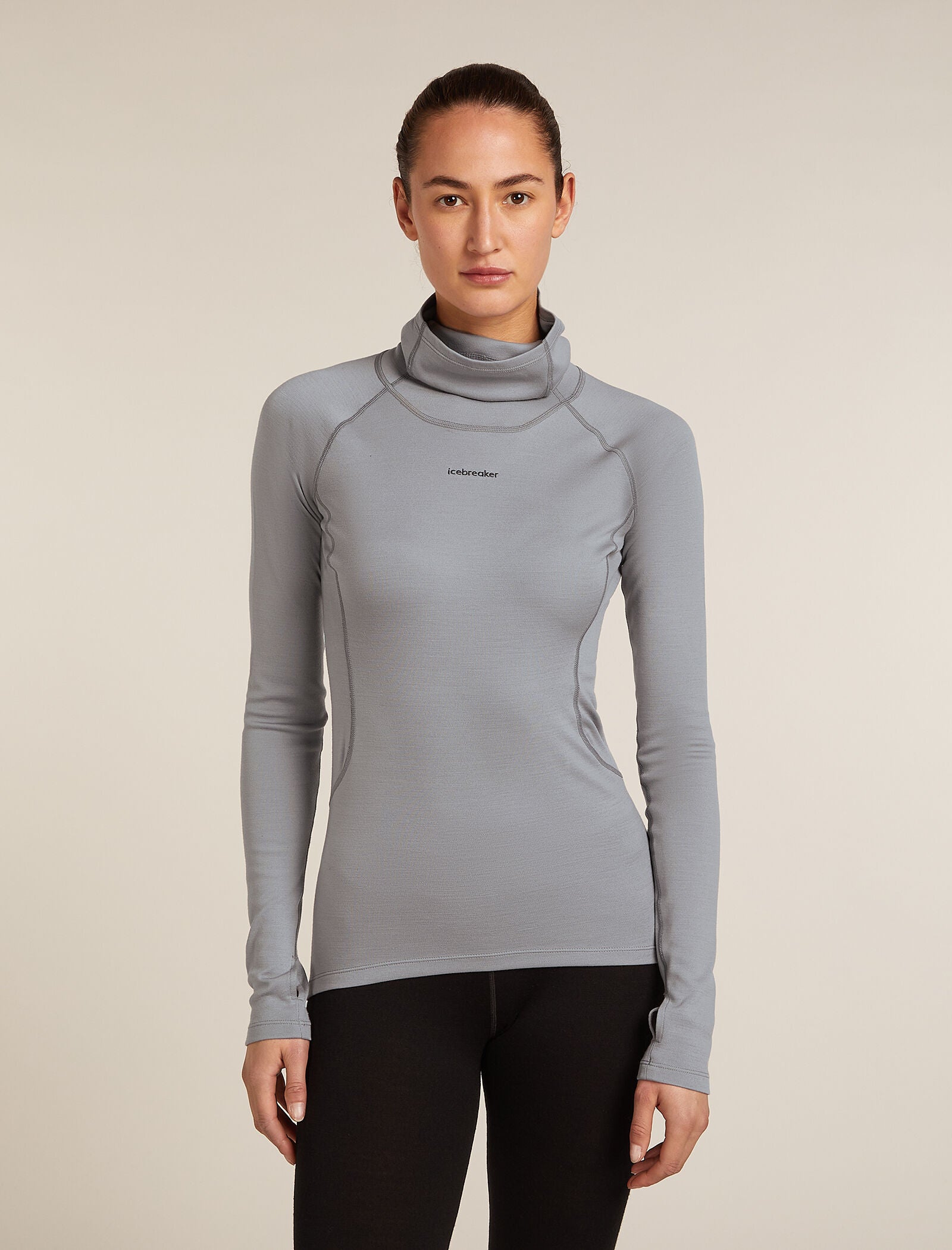 Icebreaker Womens 300 MerinoFine Polar LS Roll Neck Alloy