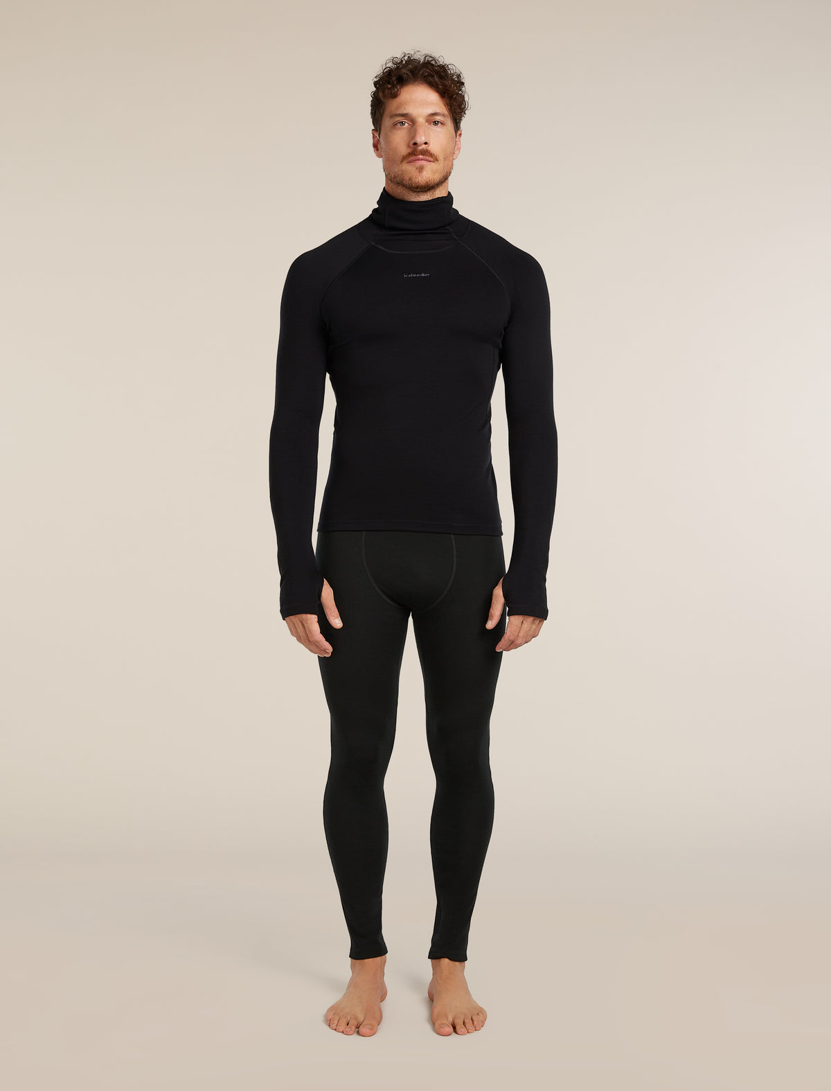 Icebreaker Mens 300 MerinoFine Polar LS Roll Neck Large Black