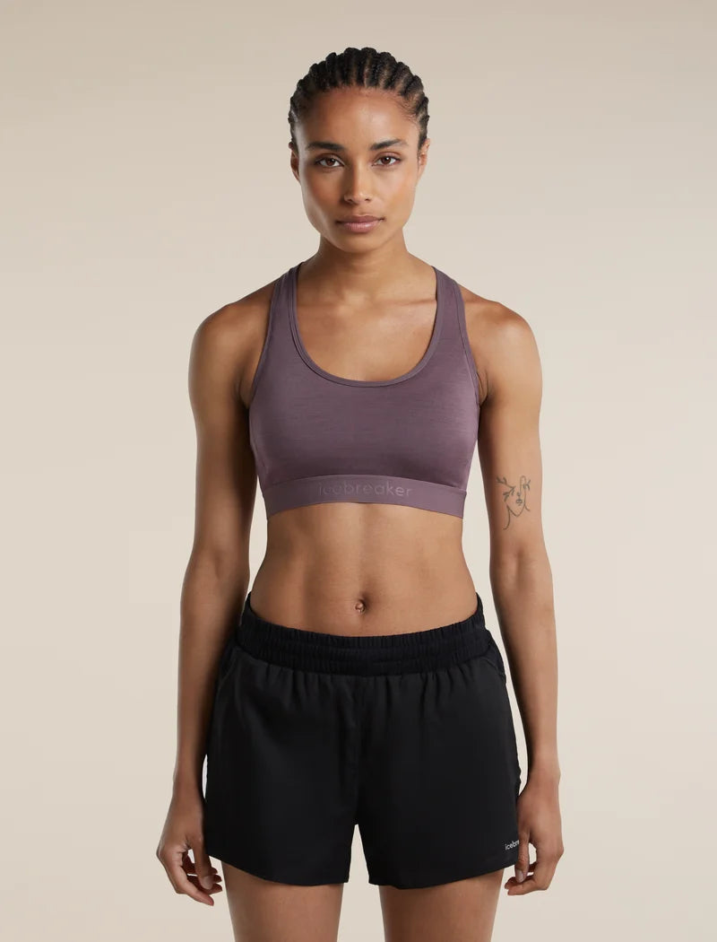 Icebreaker Womens Merino Blend 125 ZoneKnit Racerback Bra Grey Plum