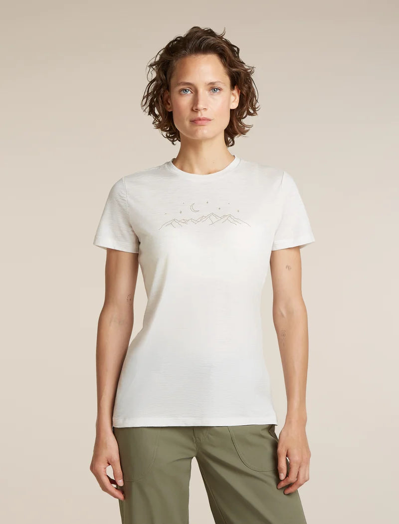 Icebreaker Womens Merino 150 Tech Lite SS Tee Sparkling Stars Ecru Heather