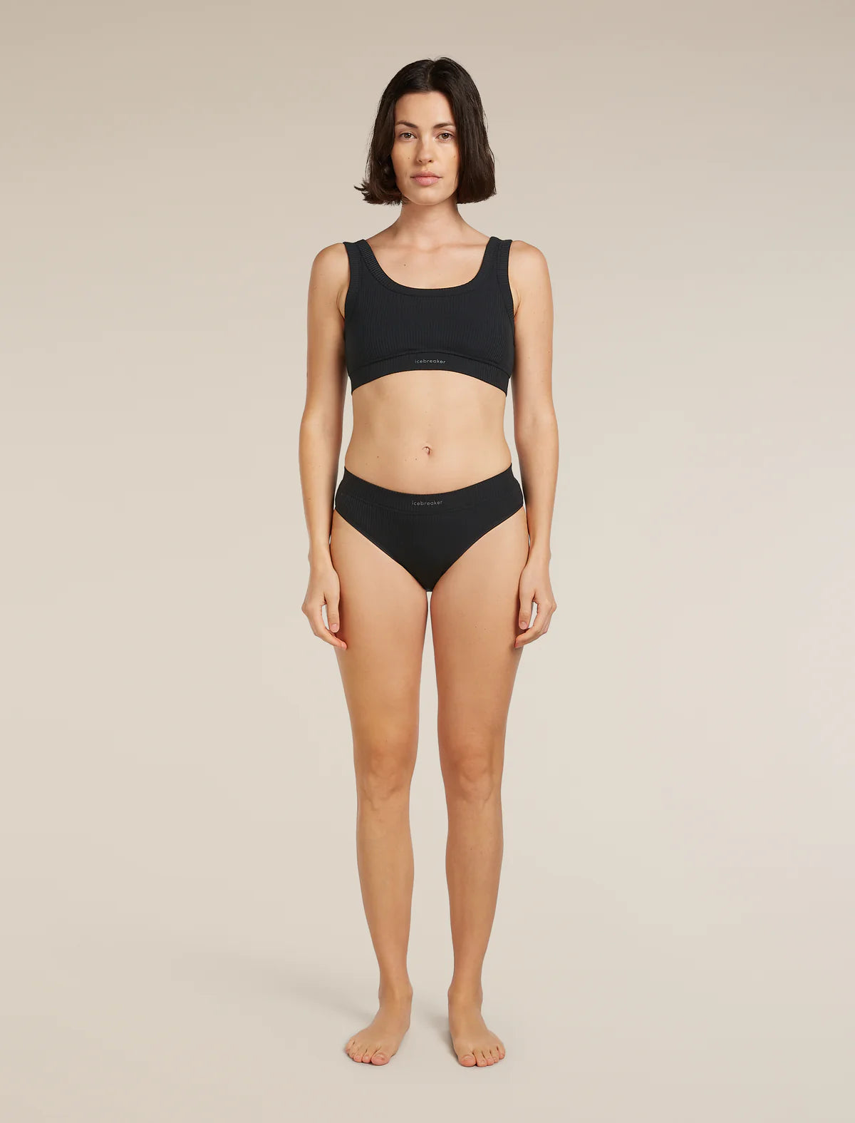 Icebreaker Womens Merino Blend Rib Lotus Hipster Black