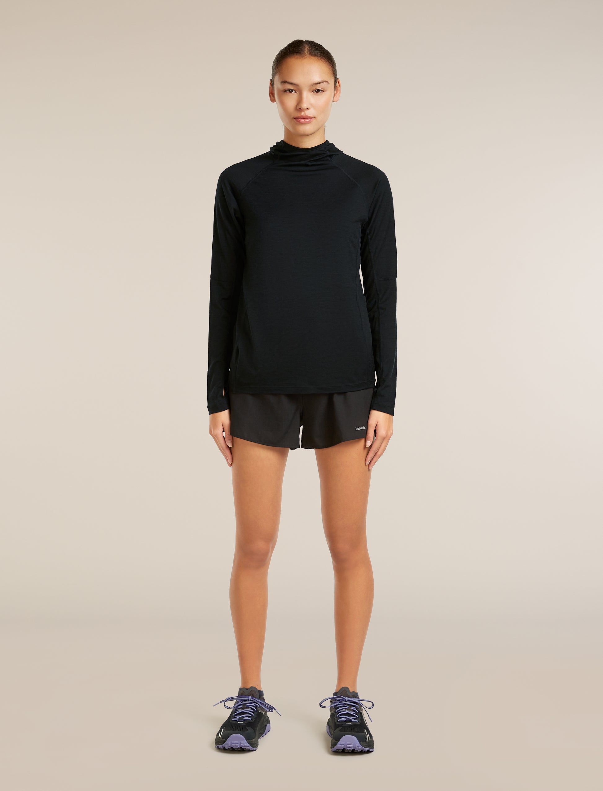 Icebreaker Womens 150 MerinoFine Ace LS Hoodie UPF Medium Black