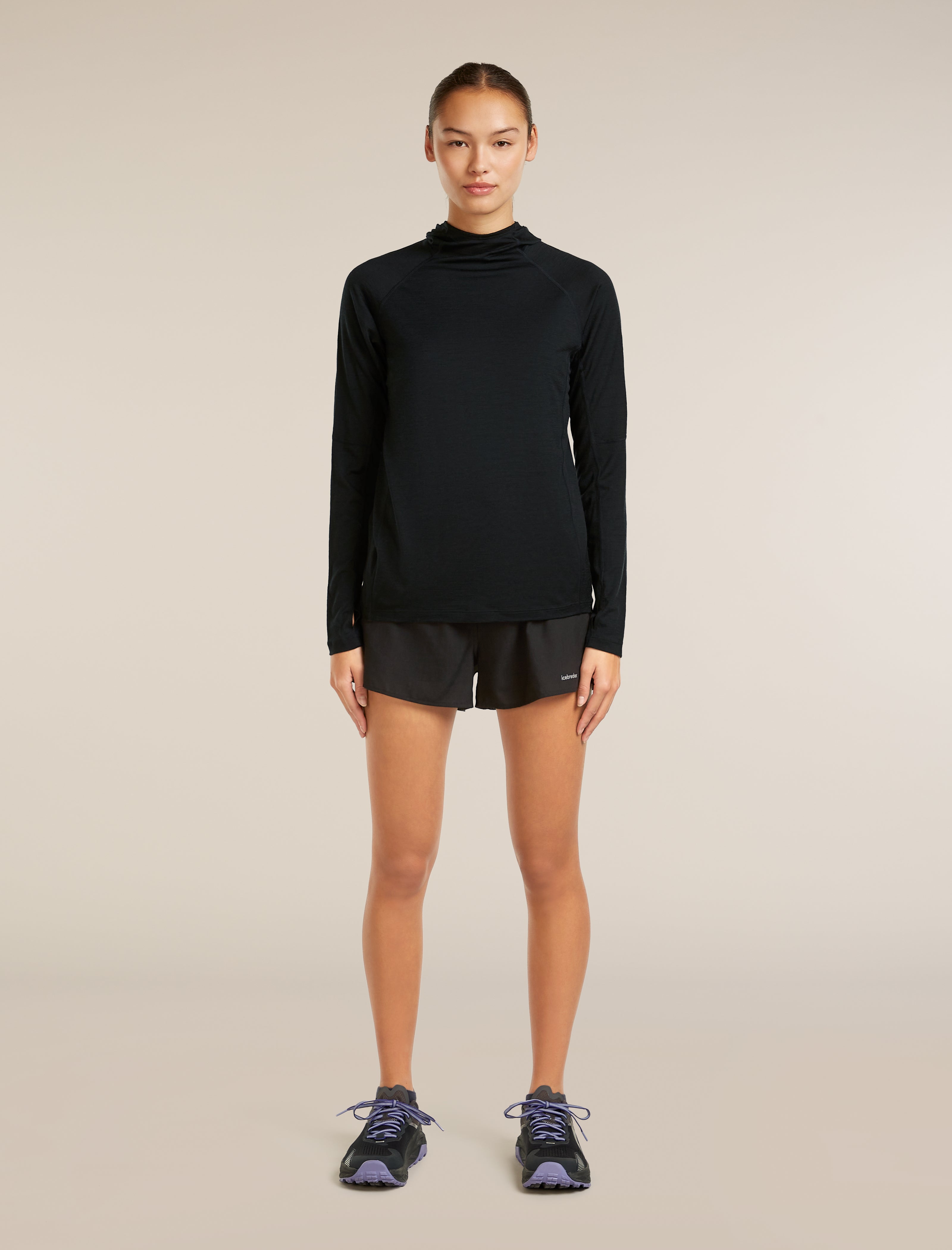 Icebreaker Womens 150 MerinoFine Ace LS Hoodie UPF Medium Black