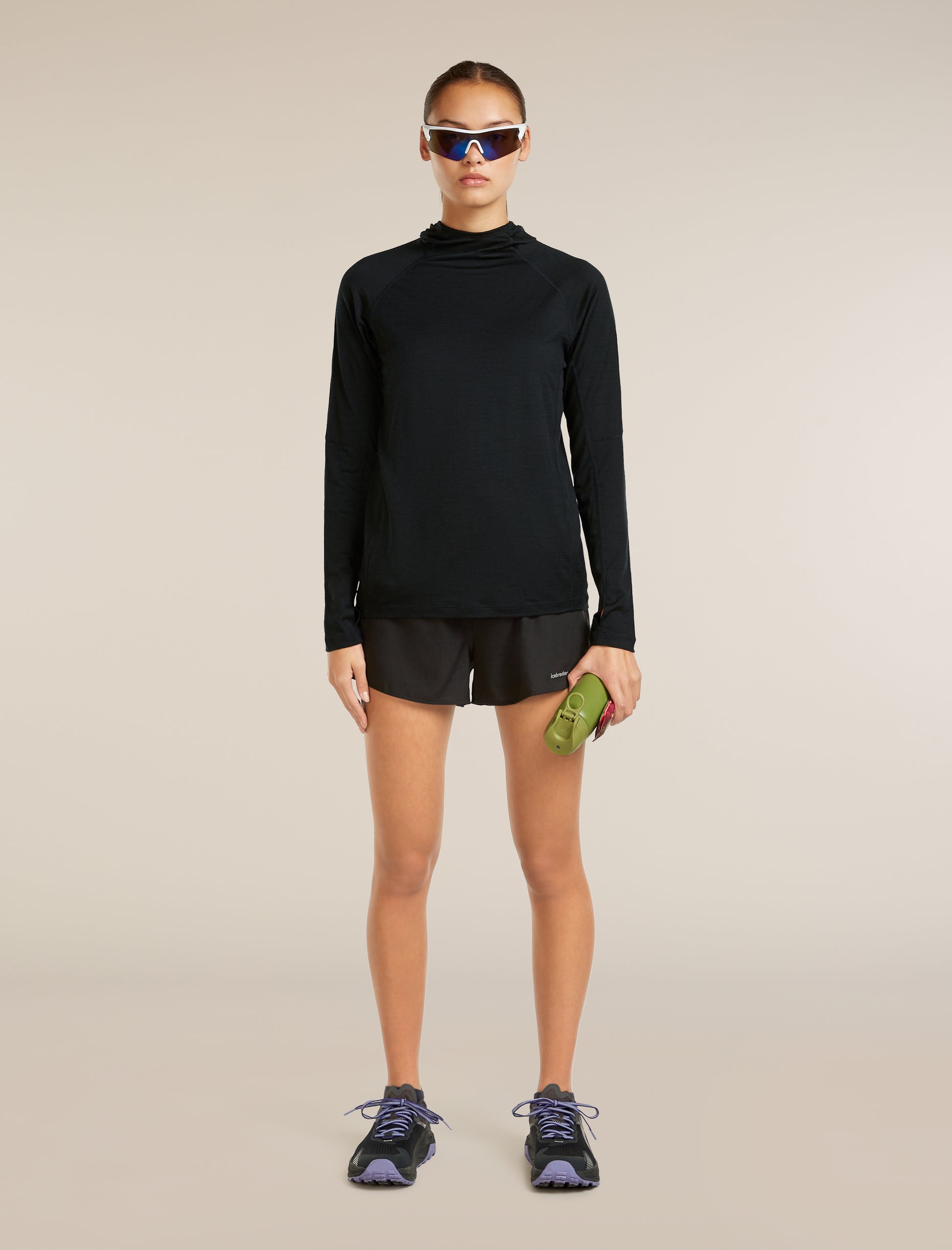 Icebreaker Womens 150 MerinoFine Ace LS Hoodie UPF Small Black