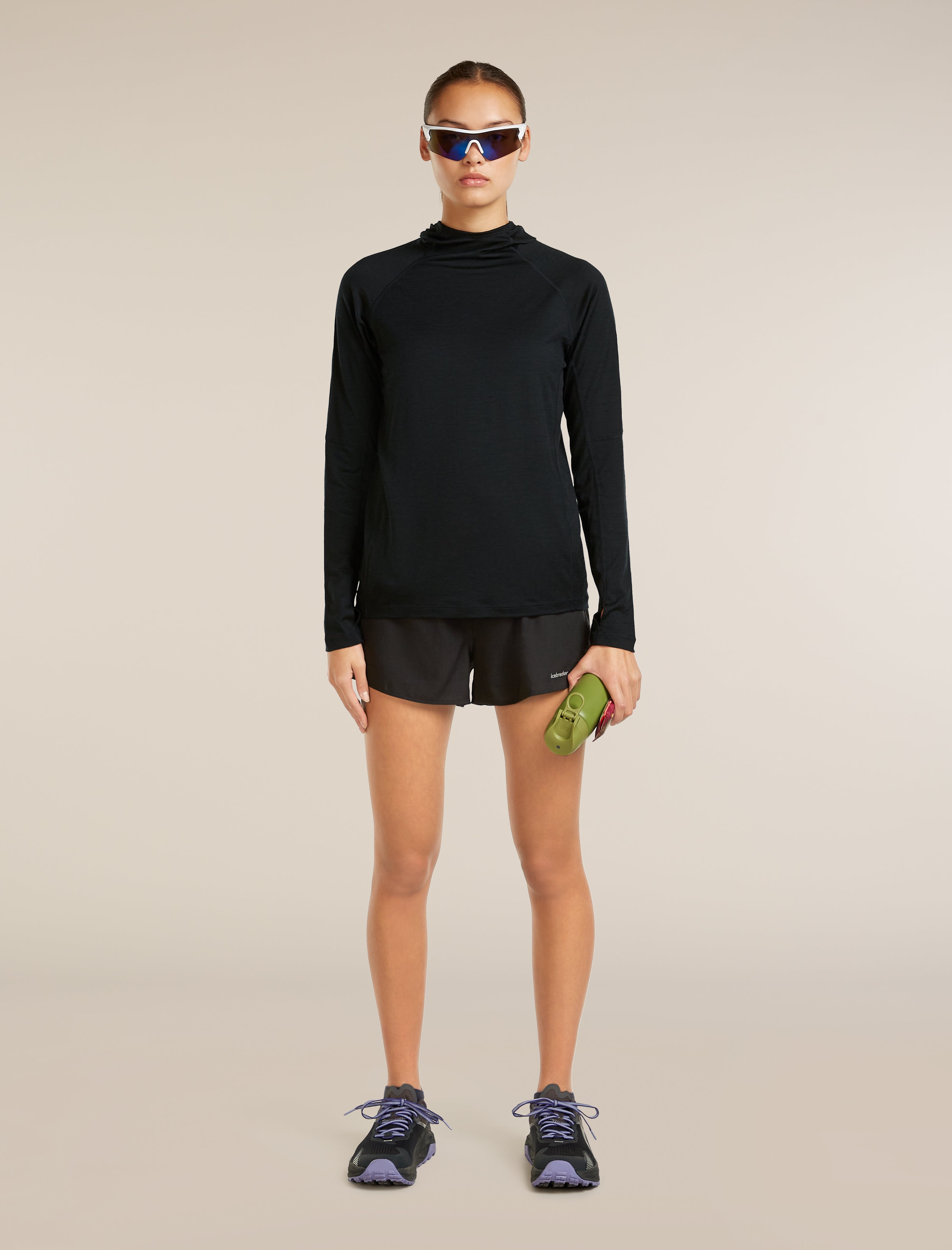 Icebreaker Womens 150 MerinoFine Ace LS Hoodie UPF Small Black