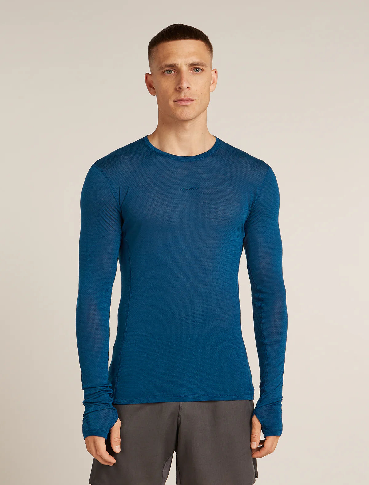 Icebreaker Mens Merino Blend 75 Cool-Lite Featherlight LS Crewe Atlantis