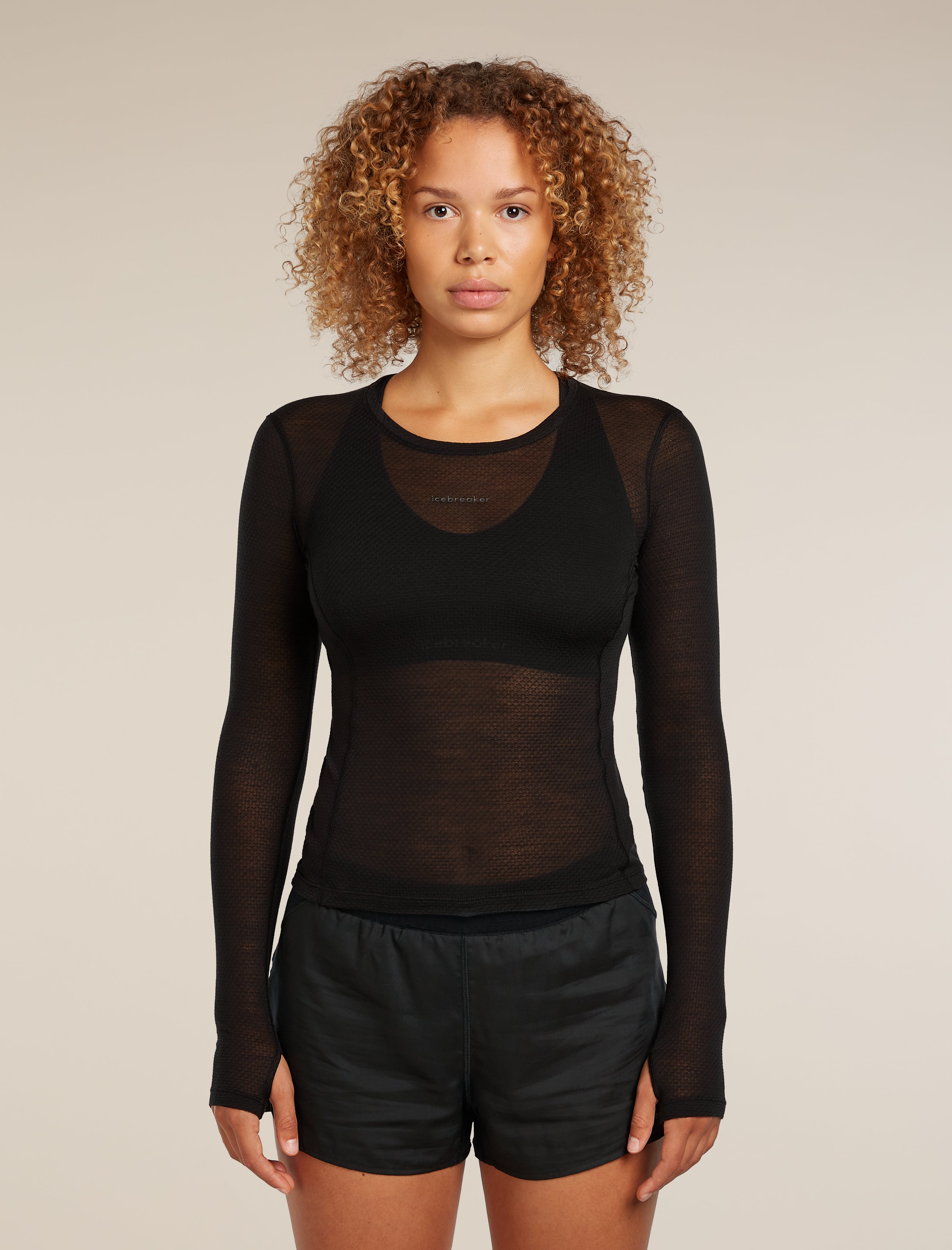 Icebreaker Womens Merino Blend 75 Cool-Lite Featherlight LS Crewe