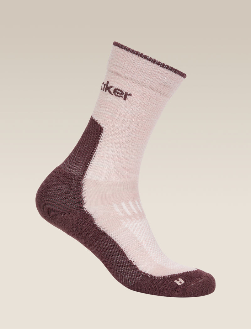 Icebreaker Womens Merino Hike+ Light Crew Pink Quartz Java