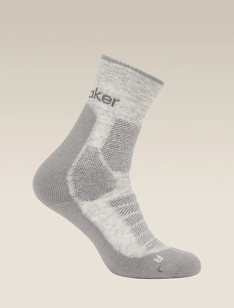 Icebreaker Womens Merino Hike+ Heavy Crew Blizzard Heather Alloy