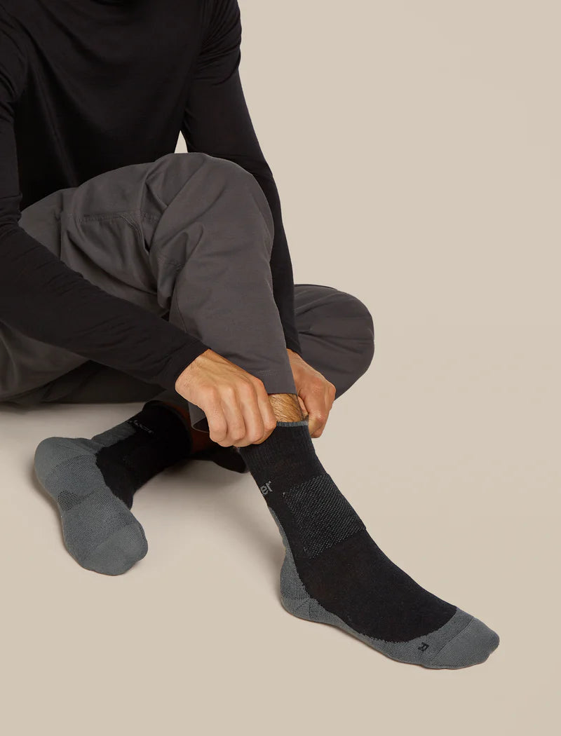 Icebreaker Mens Merino Hike+ Medium Crew BLACK OBSIDIAN