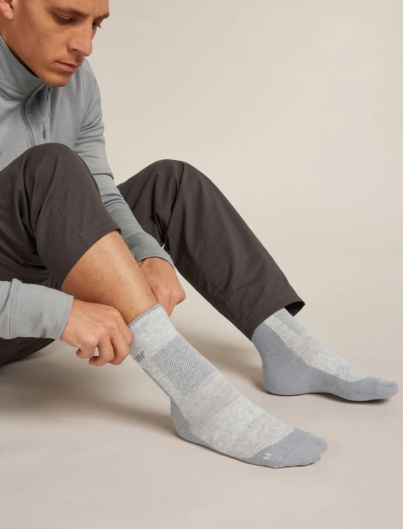 Icebreaker Mens Merino Hike+ Medium Crew Blizzard Hthr Alloy