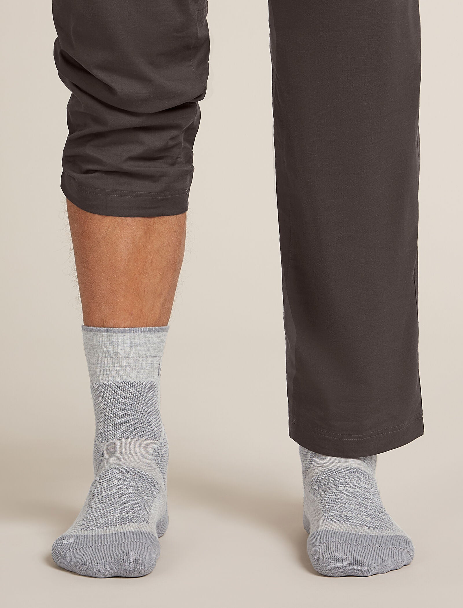 Icebreaker Mens Merino Hike+ Heavy Crew Large Blizzard Hthr Alloy