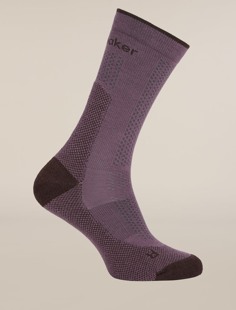 Icebreaker Womens Merino Hike+ Ultralight Crew Grey Plum Bittersweet