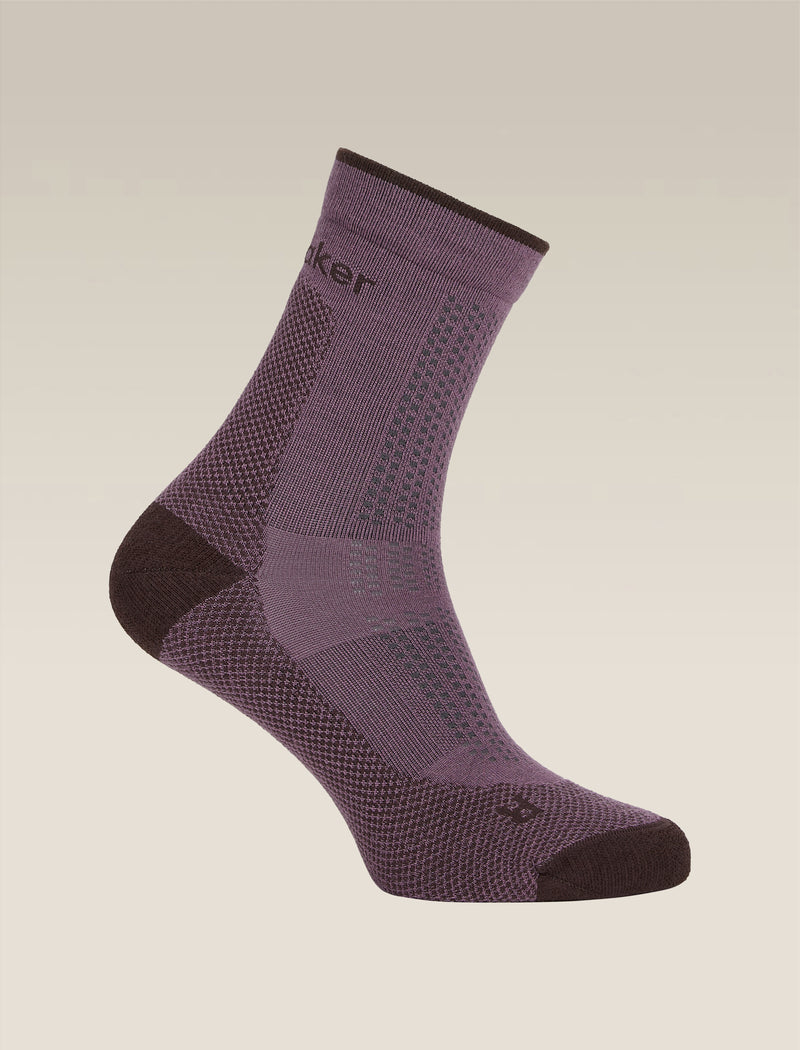 Icebreaker Womens Merino Hike+ Ultralight Quarter Grey Plum Bittersweet
