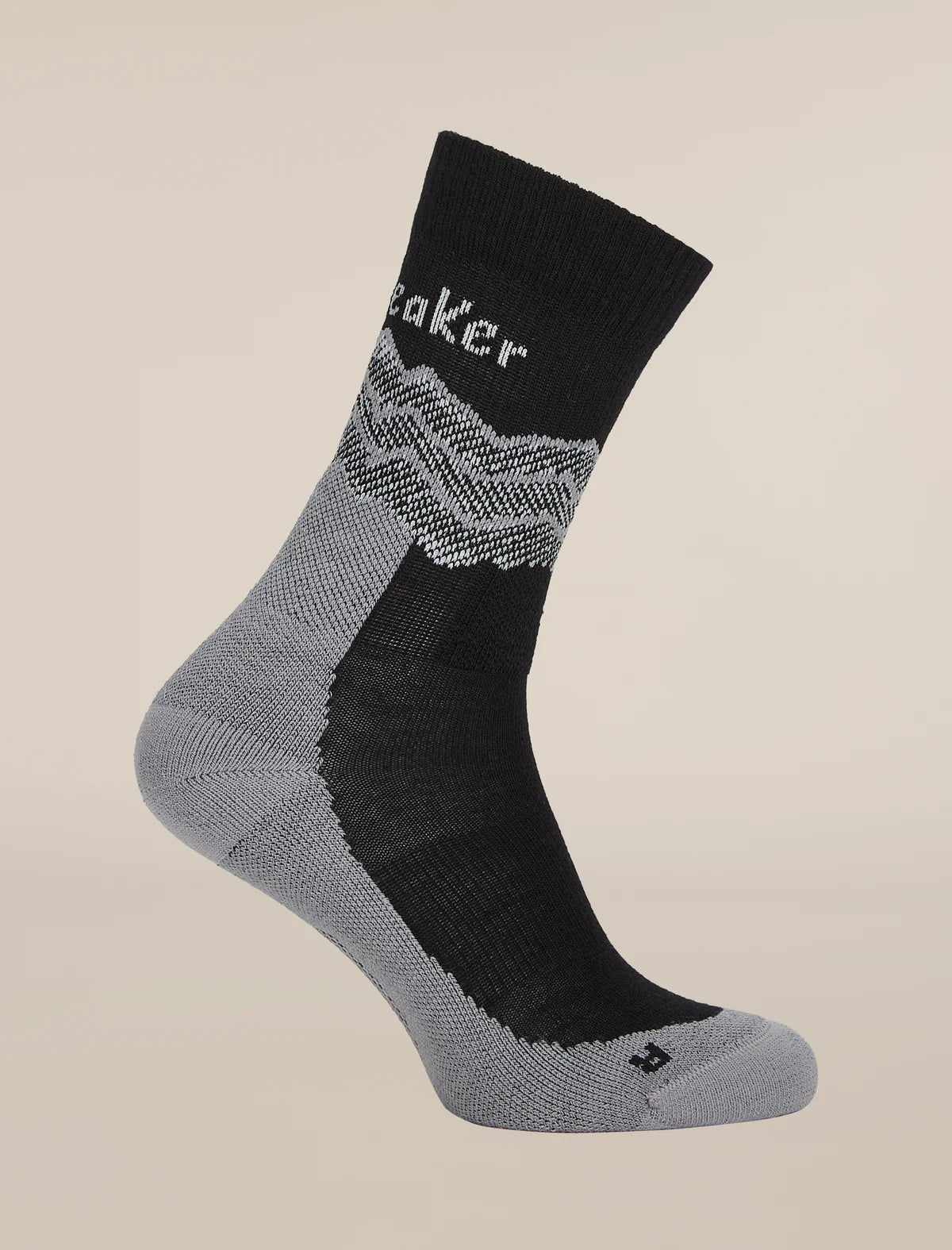 Icebreaker Womens Merino Hike+ Medium Crew Across the Peaks Black Alloy Snow