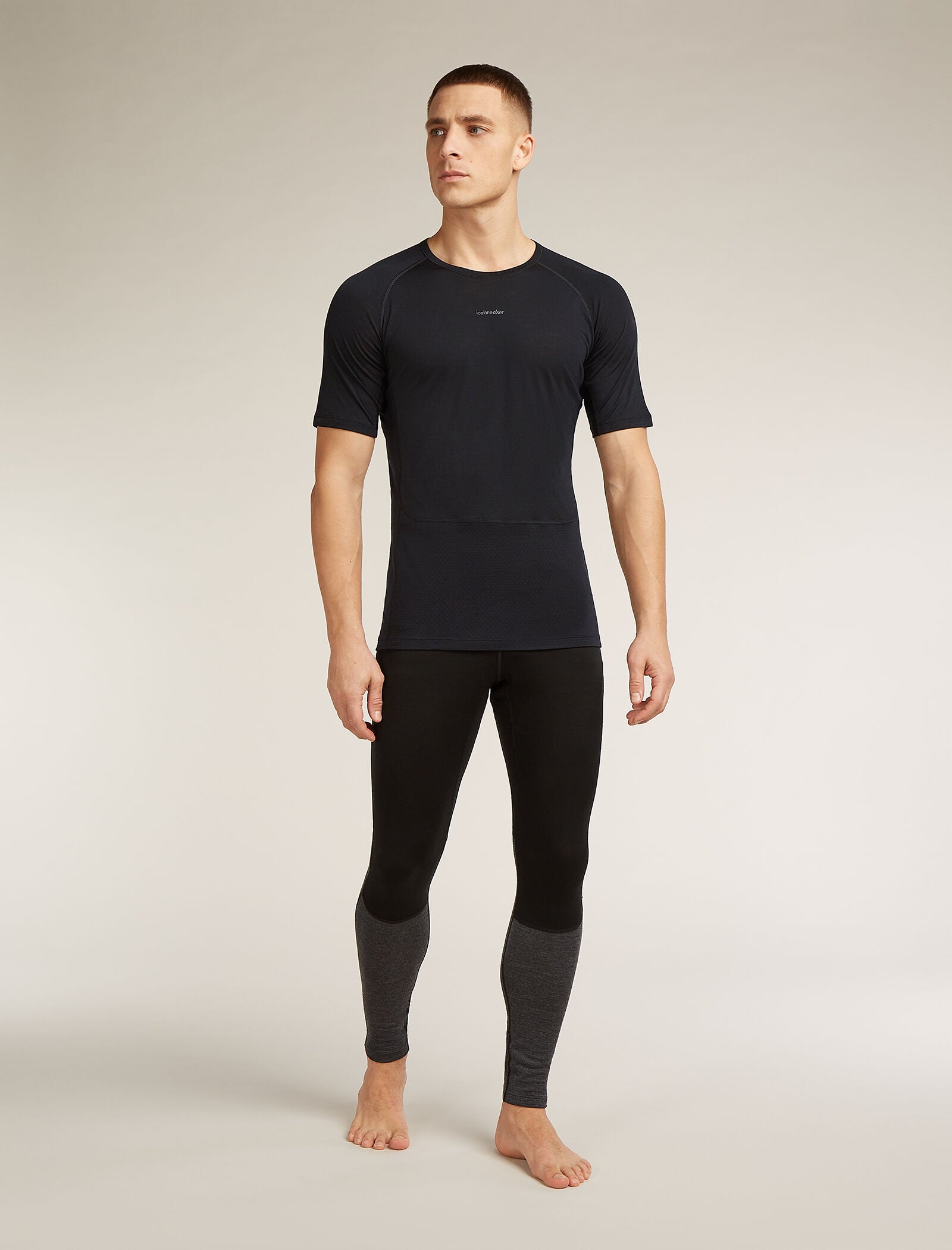 Icebreaker Mens Merino Blend 125 ZoneKnit SS Crewe Large Black