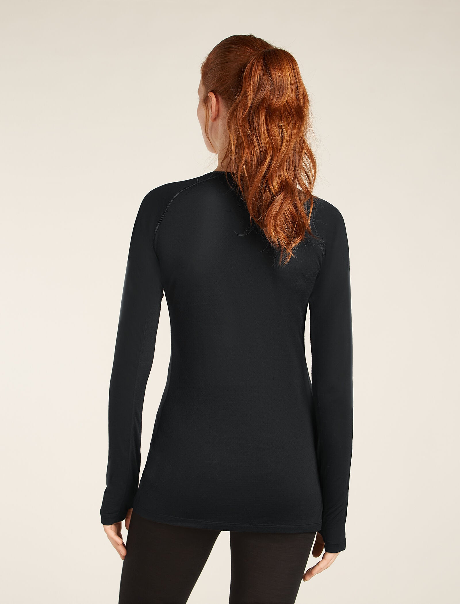 Icebreaker Womens Merino Blend 125 ZoneKnit LS Crewe Large Black