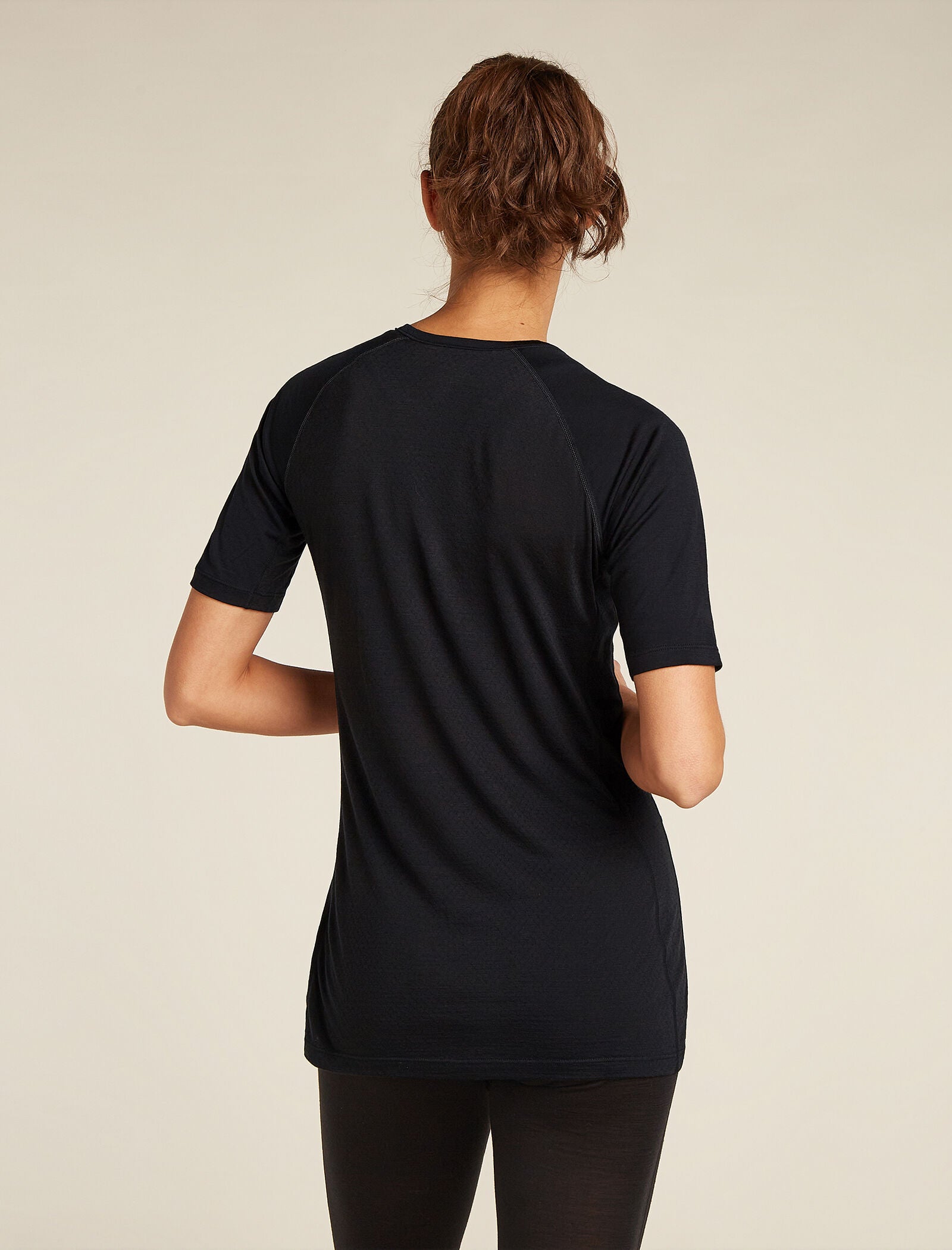 Icebreaker Womens Merino Blend 125 ZoneKnit SS Crewe Large Black