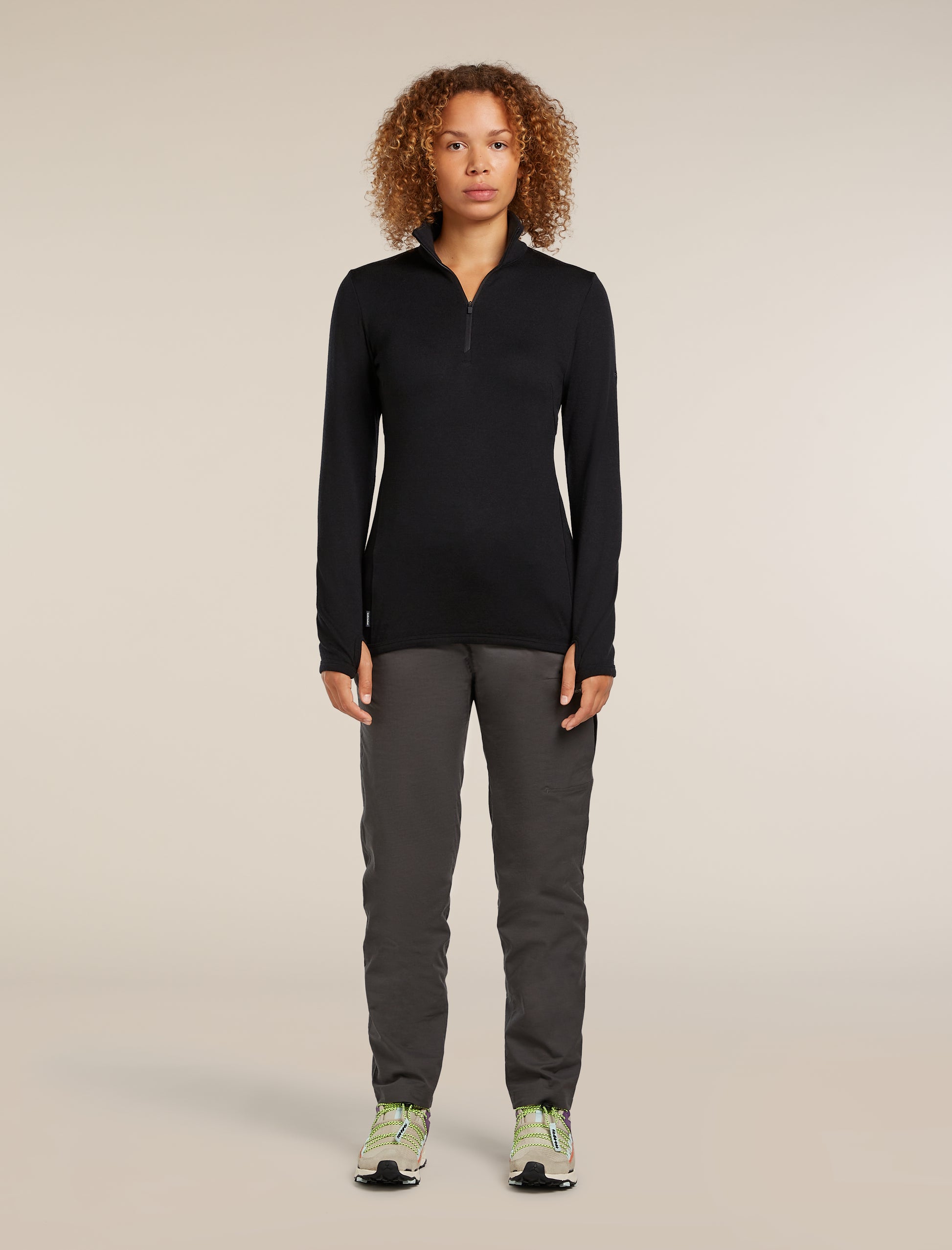 Icebreaker Womens Merino 300 Original LS Half Zip Medium Black