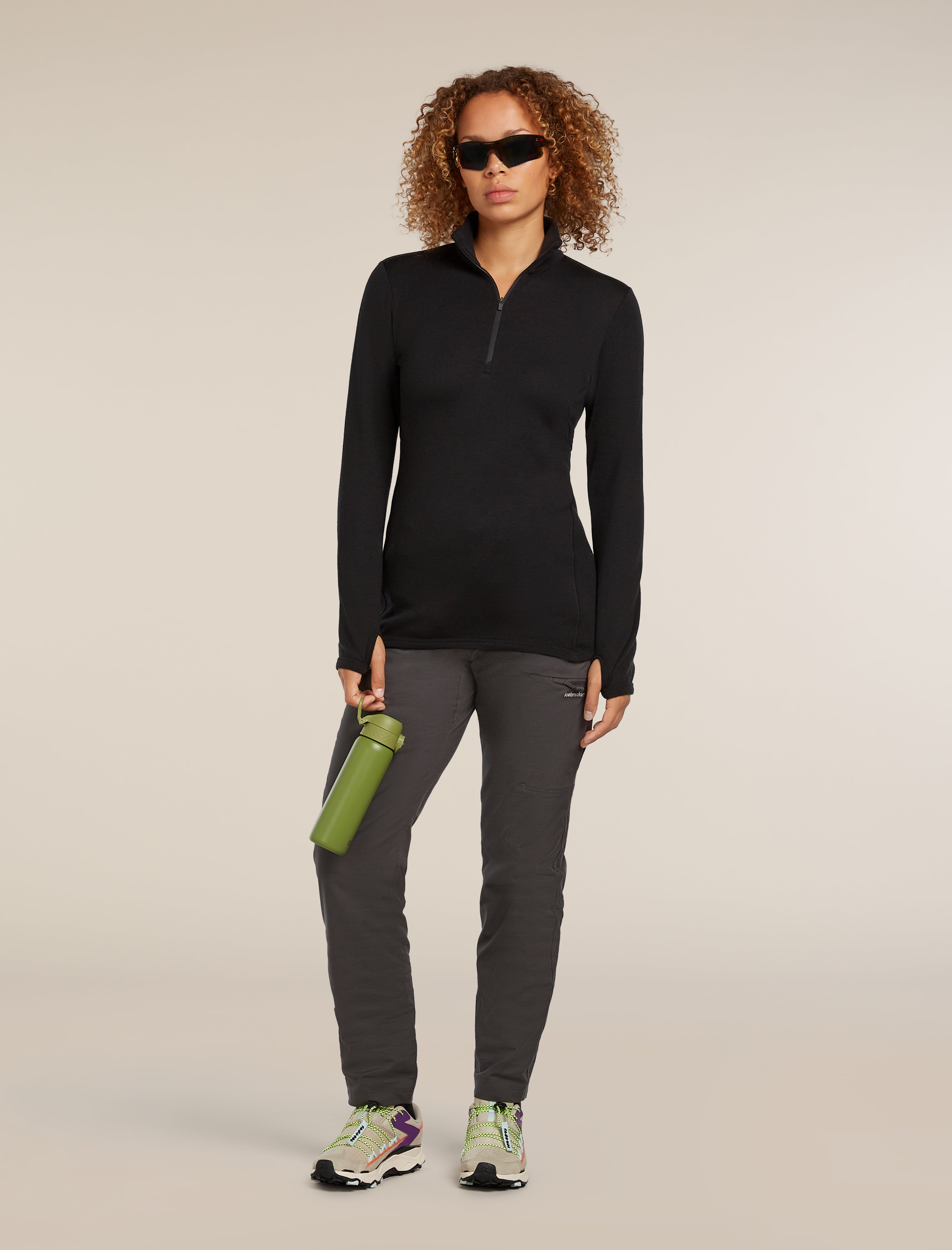 Icebreaker Womens Merino 300 Original LS Half Zip Small Black