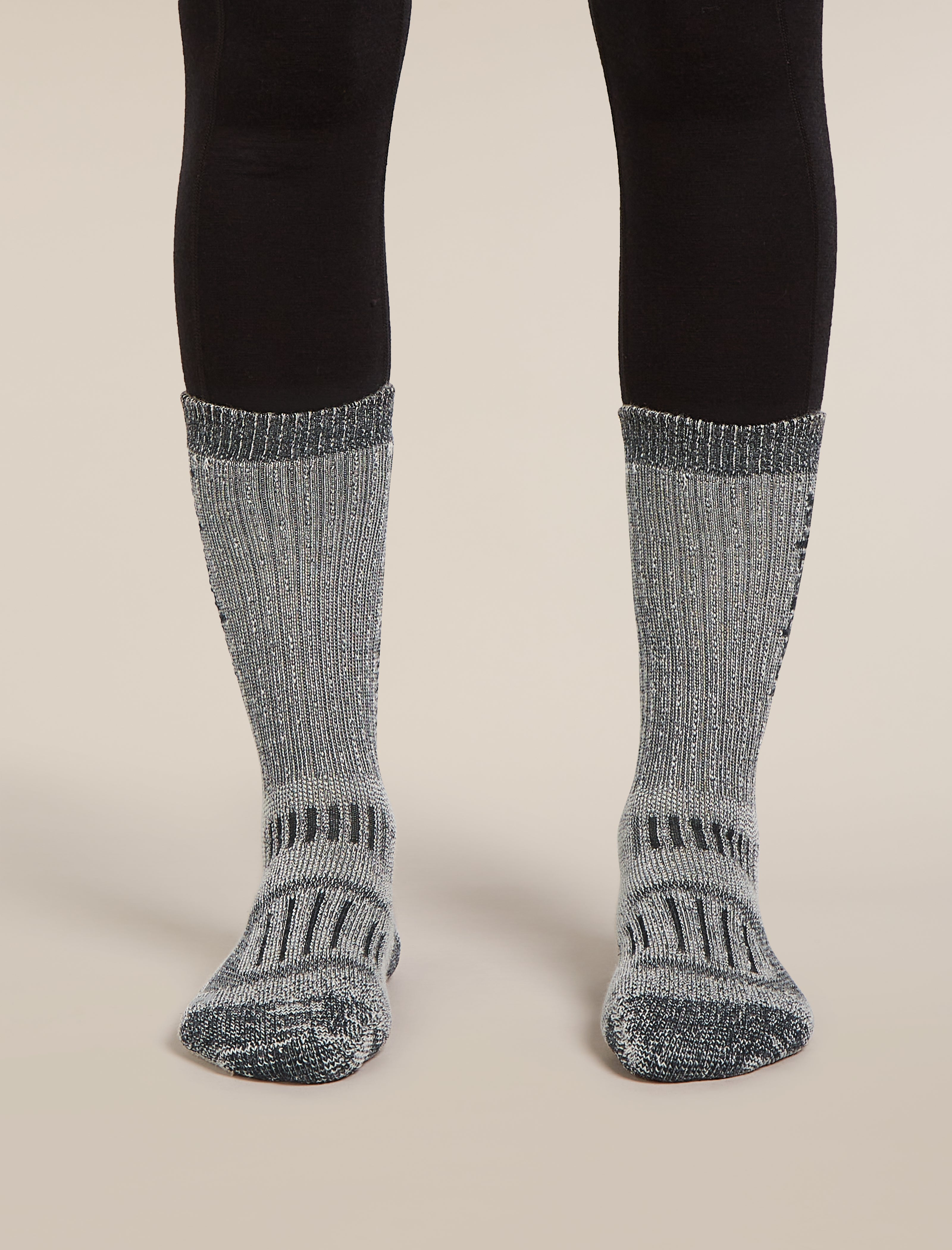 Icebreaker Womens Merino Hike+ Mountaineer Mid Calf Small Jet Hthr Black