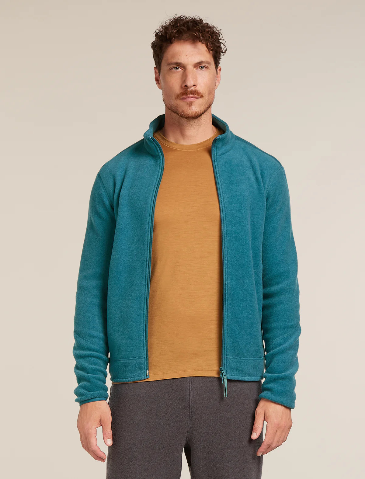 Icebreaker Mens Merino Blend 800 RealFleece Classic Pile LS Zip Topaz