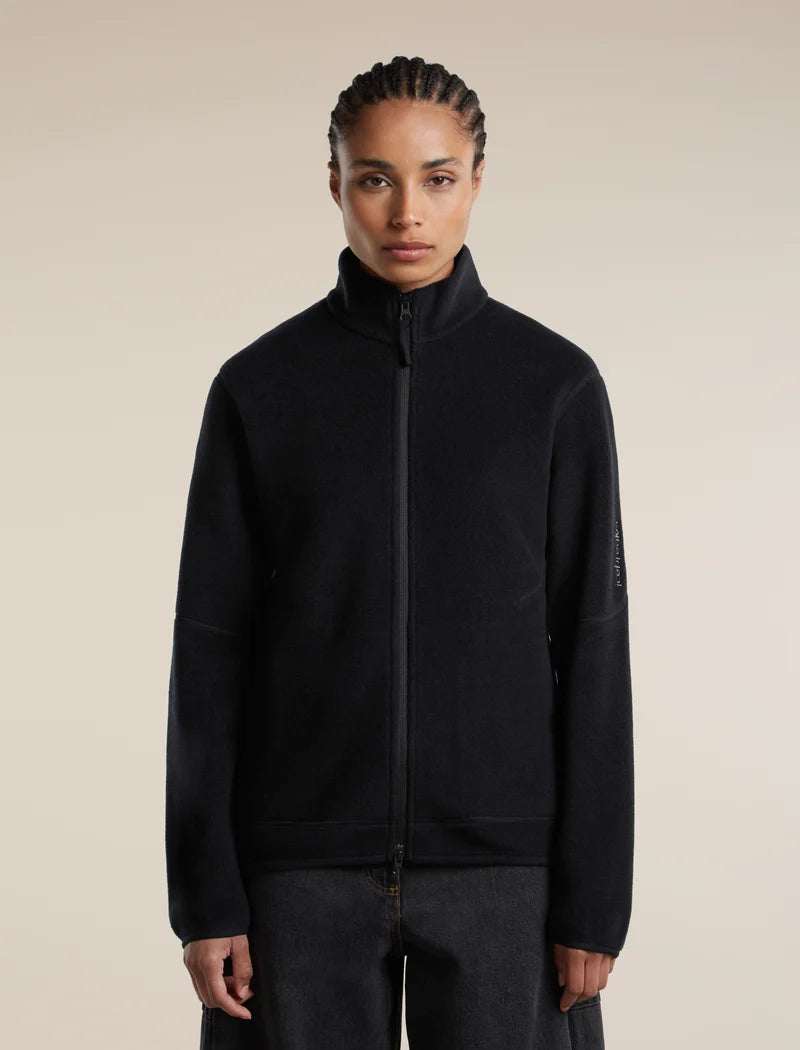 Icebreaker Womens Merino Blend 800 RealFleece Classic Pile LS Zip Black