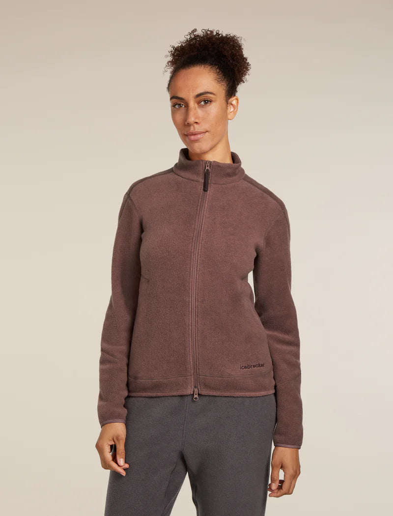 Icebreaker Womens Merino Blend 800 RealFleece Classic Pile LS Zip CAROB