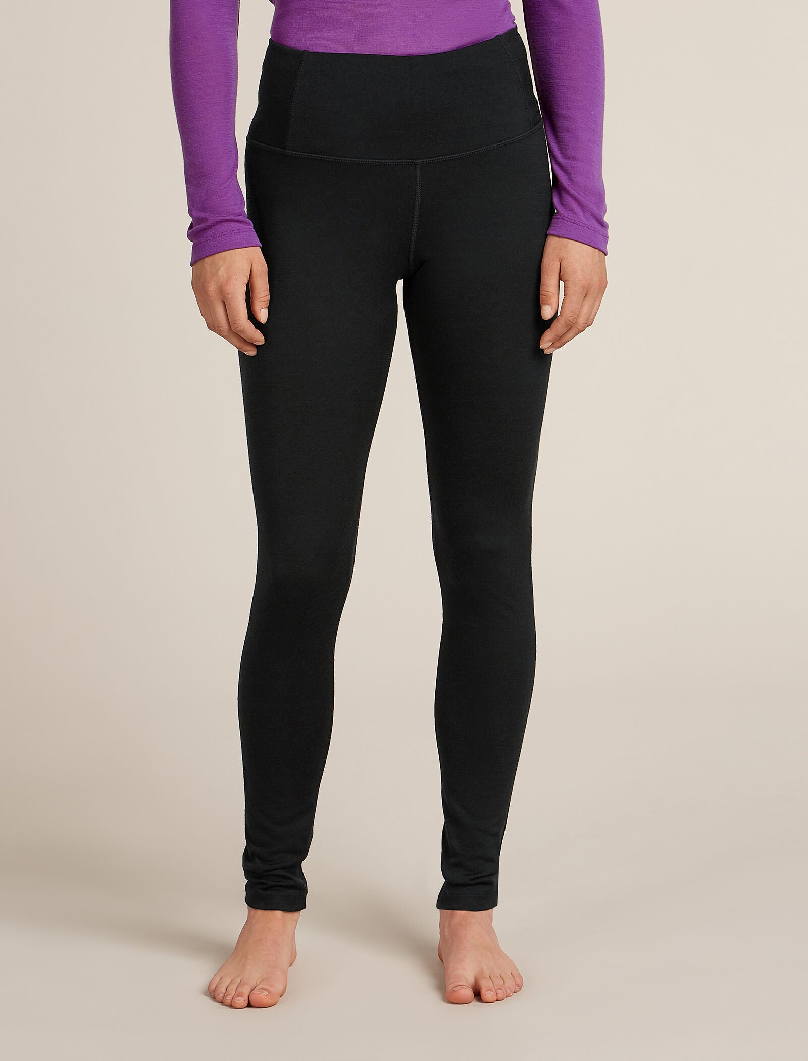 Icebreaker Womens Merino 200 Oasis High Rise Leggings Black