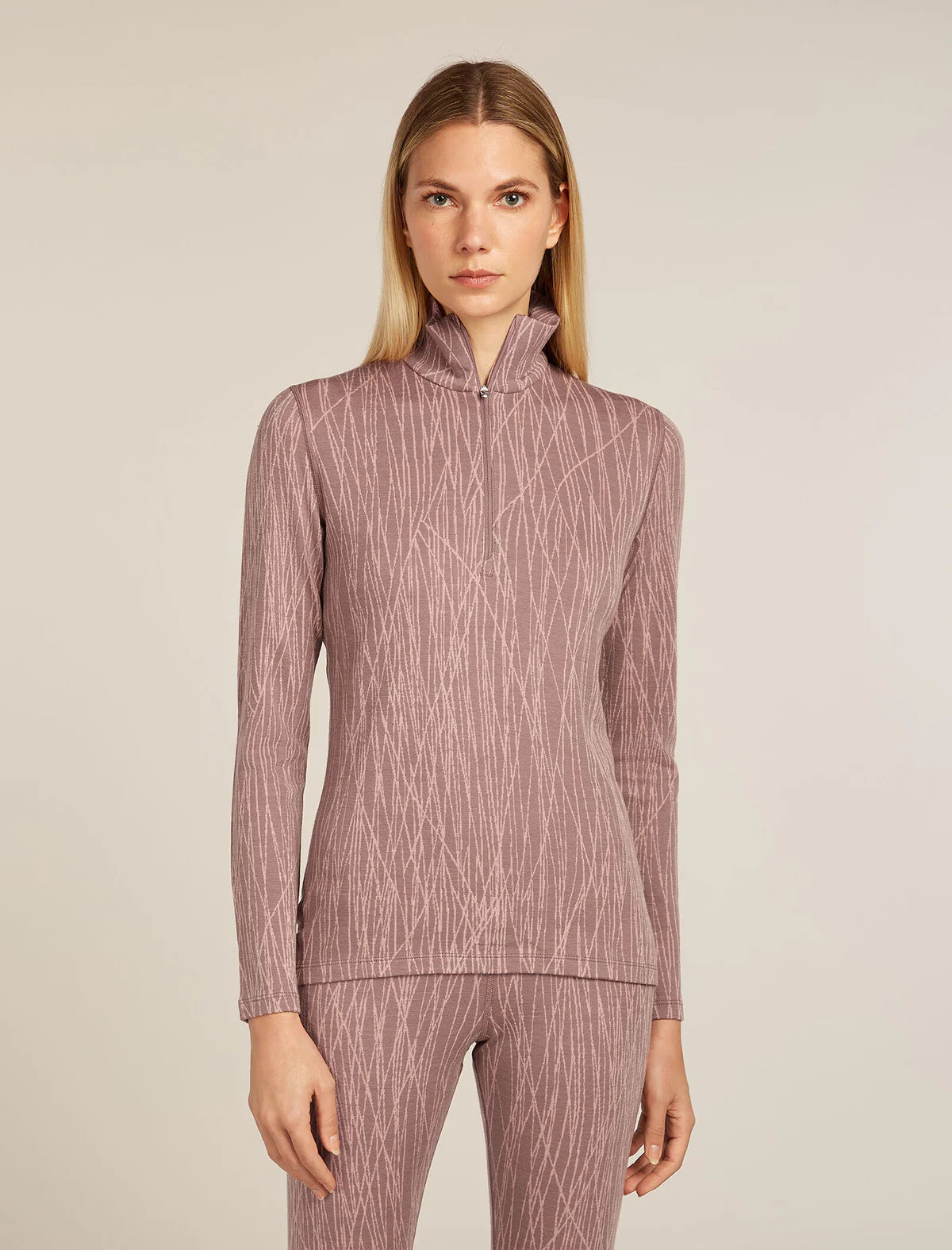 Icebreaker Womens Merino 260 Tech Vertex LS Half Zip Delta Lines AOP