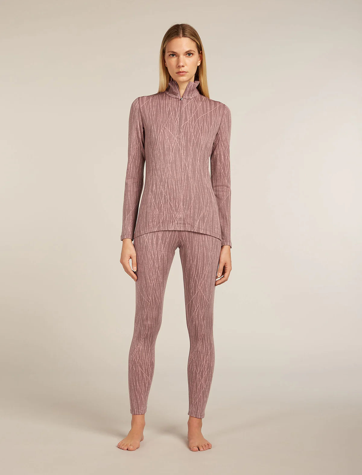 Icebreaker Womens Merino 260 Tech Vertex LS Half Zip Delta Lines AOP