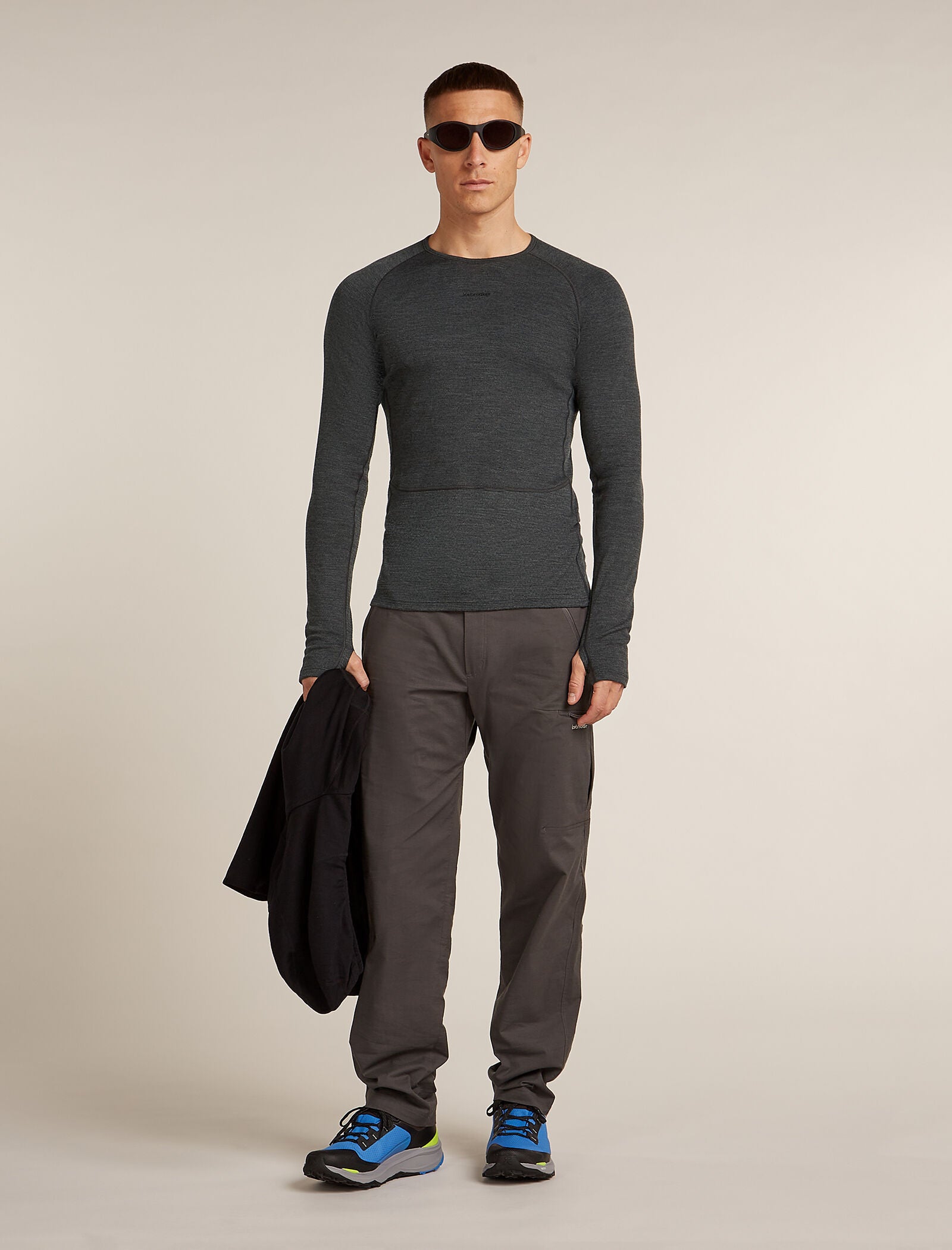 Icebreaker Mens Merino 260 ZoneKnit LS Crewe Large Jet Hthr